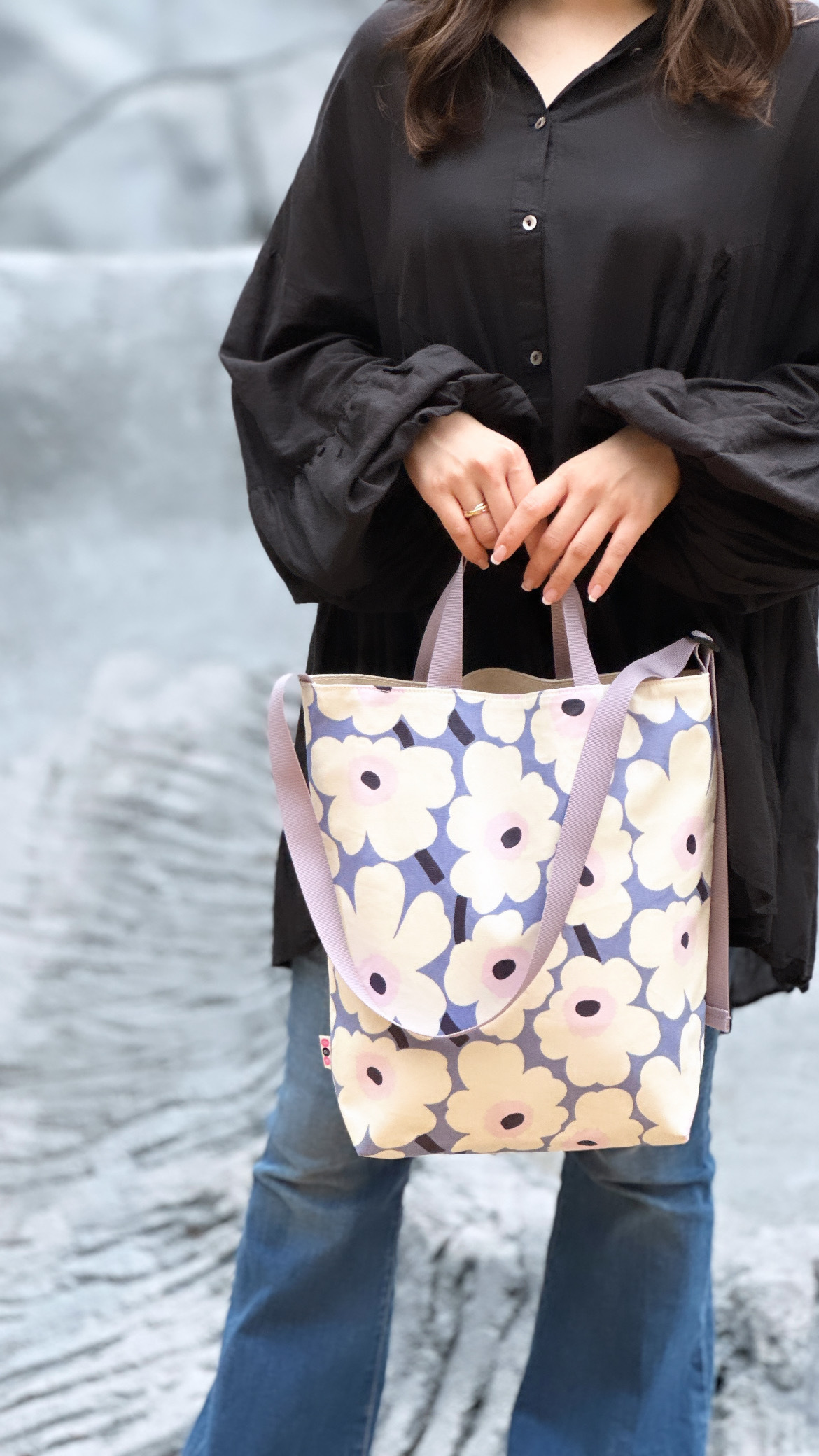 3 way easy tote | Marimekko Finland limited waterproof fabric |baby blue unikko