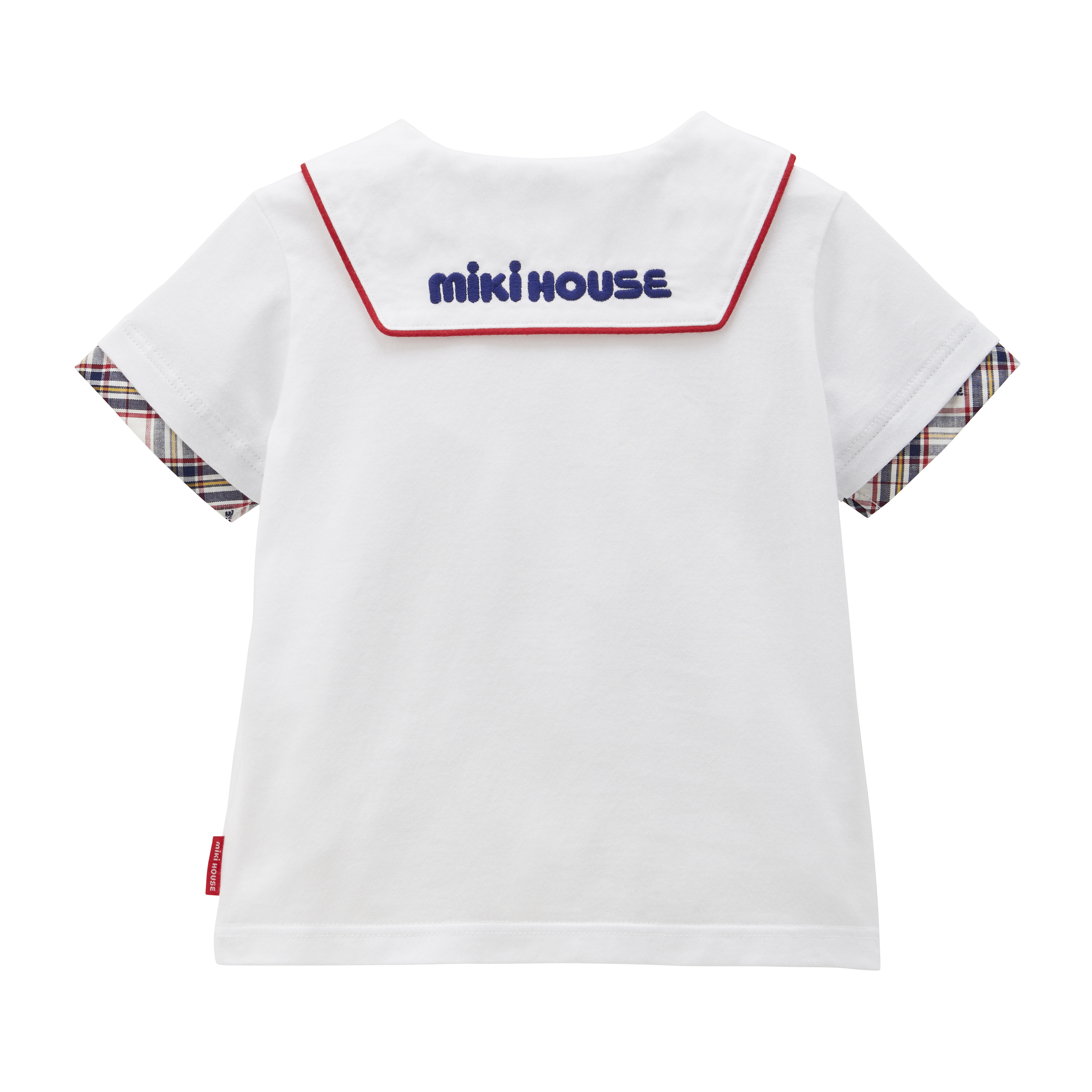 MIKI HOUSE BEAR 水手領短袖T恤-藏藍&白
