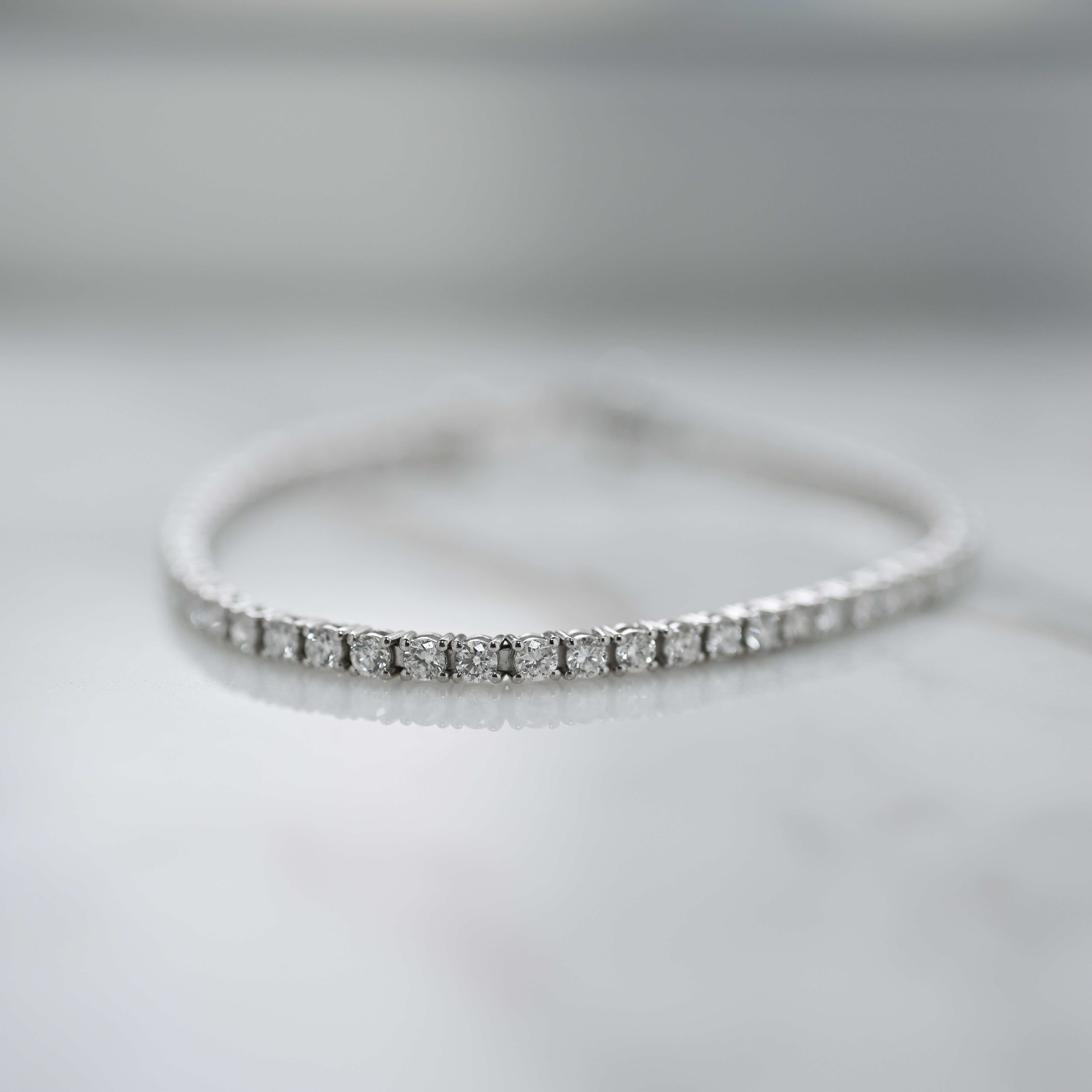 18K Four Prong 2.3mm Tennis Diamond Bracelet