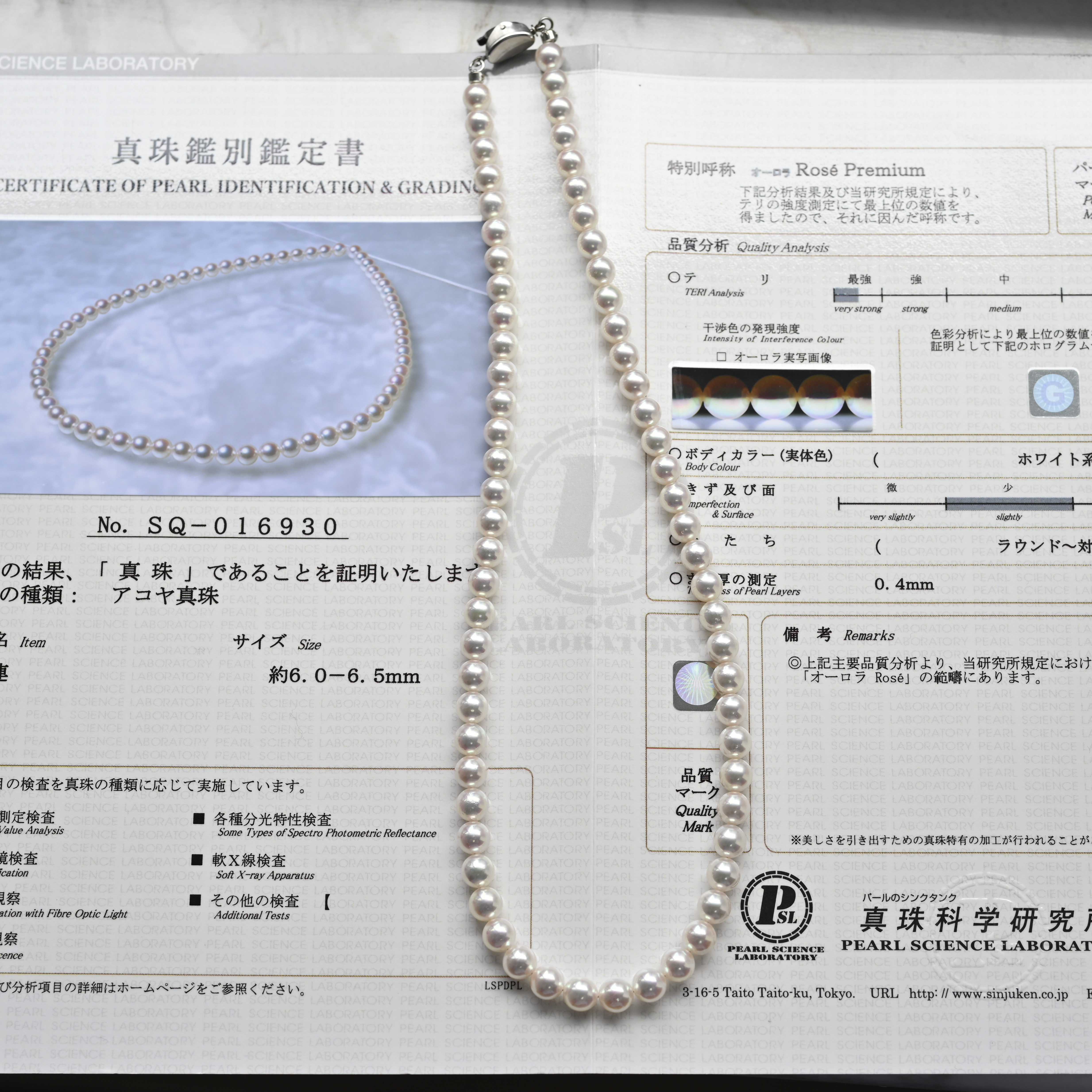 真科研證書 Akoya Rose Premium 6.0-6.5mm Necklace Chain