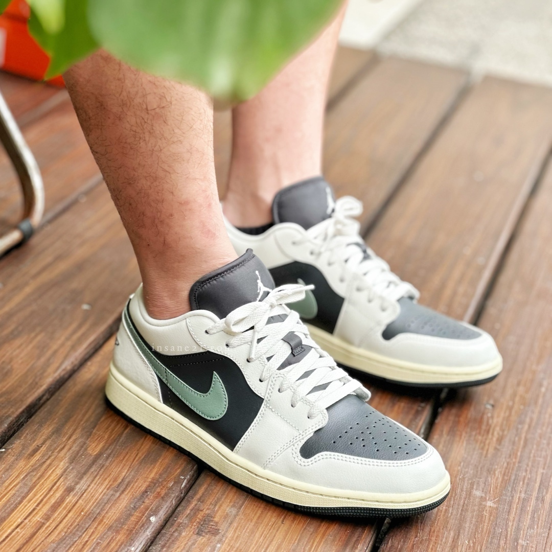 NIKE AIR JORDAN 1 LOW “JADE SMOKE” 奶油底黑灰綠 DC0774-001