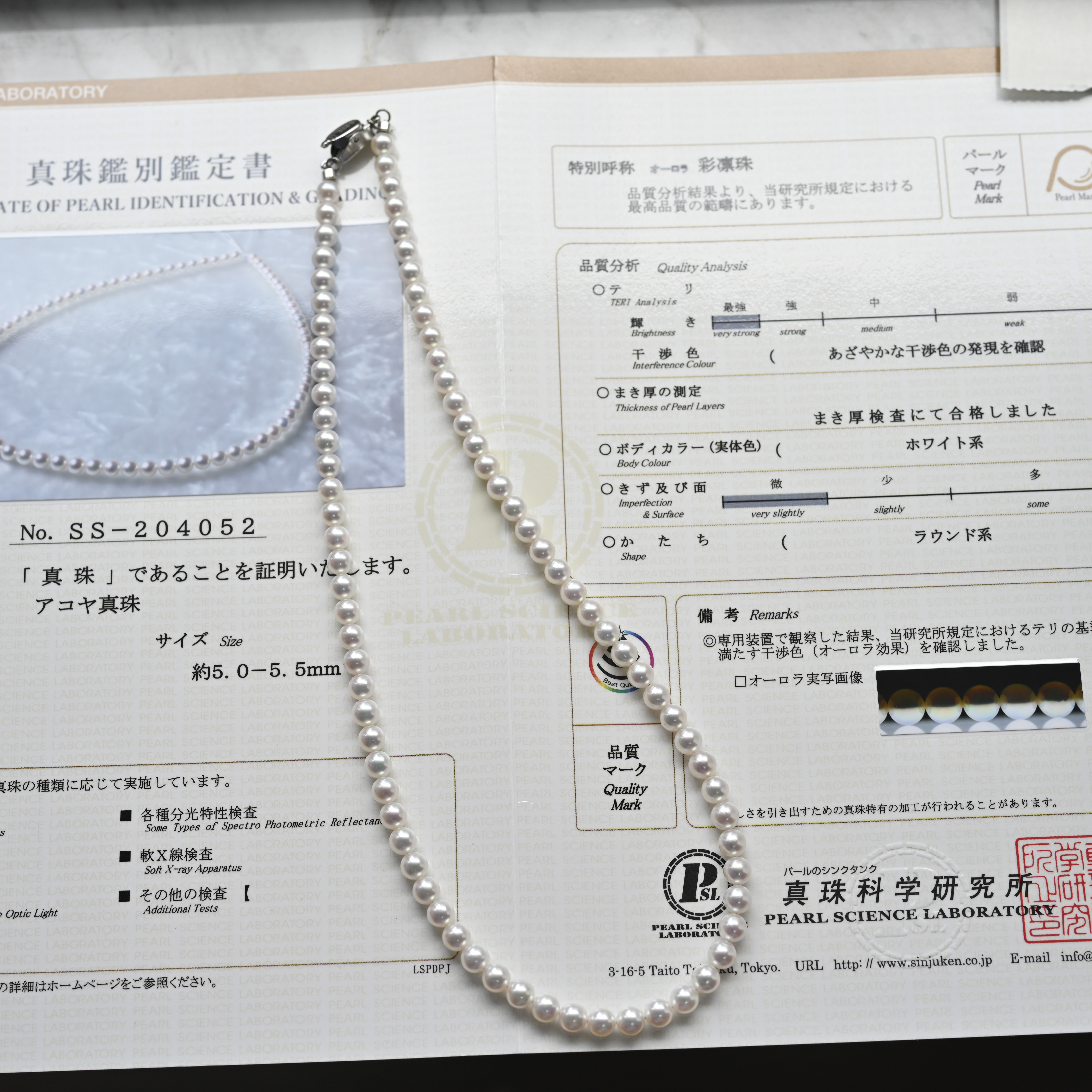 真科研證書 Akoya 彩凜珠 5.0-5.5mm Necklace Chain