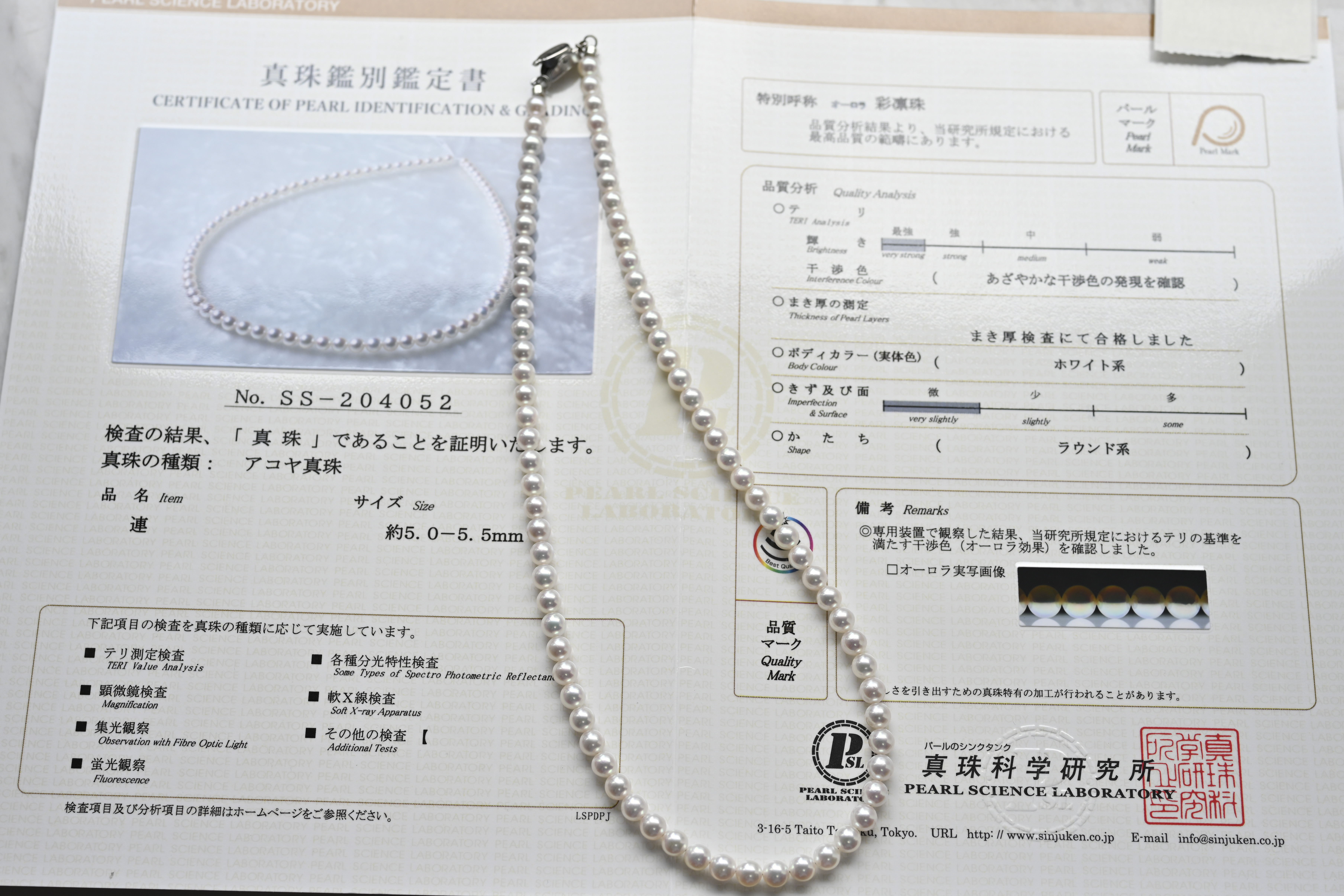 真科研證書 Akoya 彩凜珠 5.0-5.5mm Necklace Chain