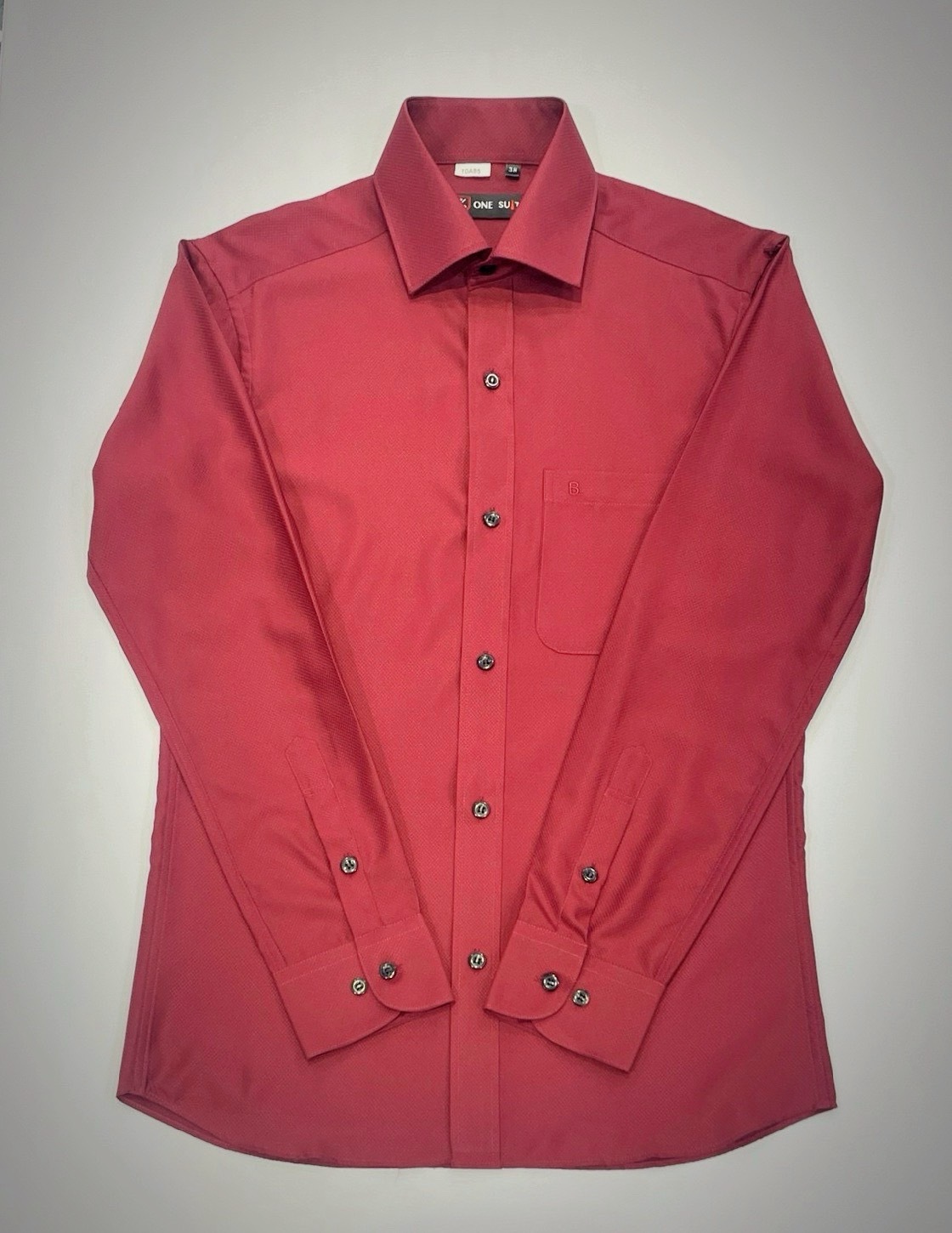 紅色素面男長袖襯衫6