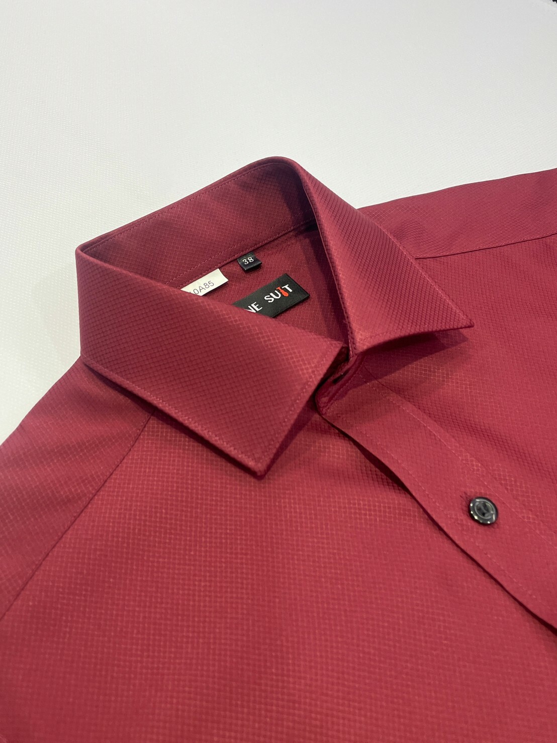 紅色素面男長袖襯衫7
