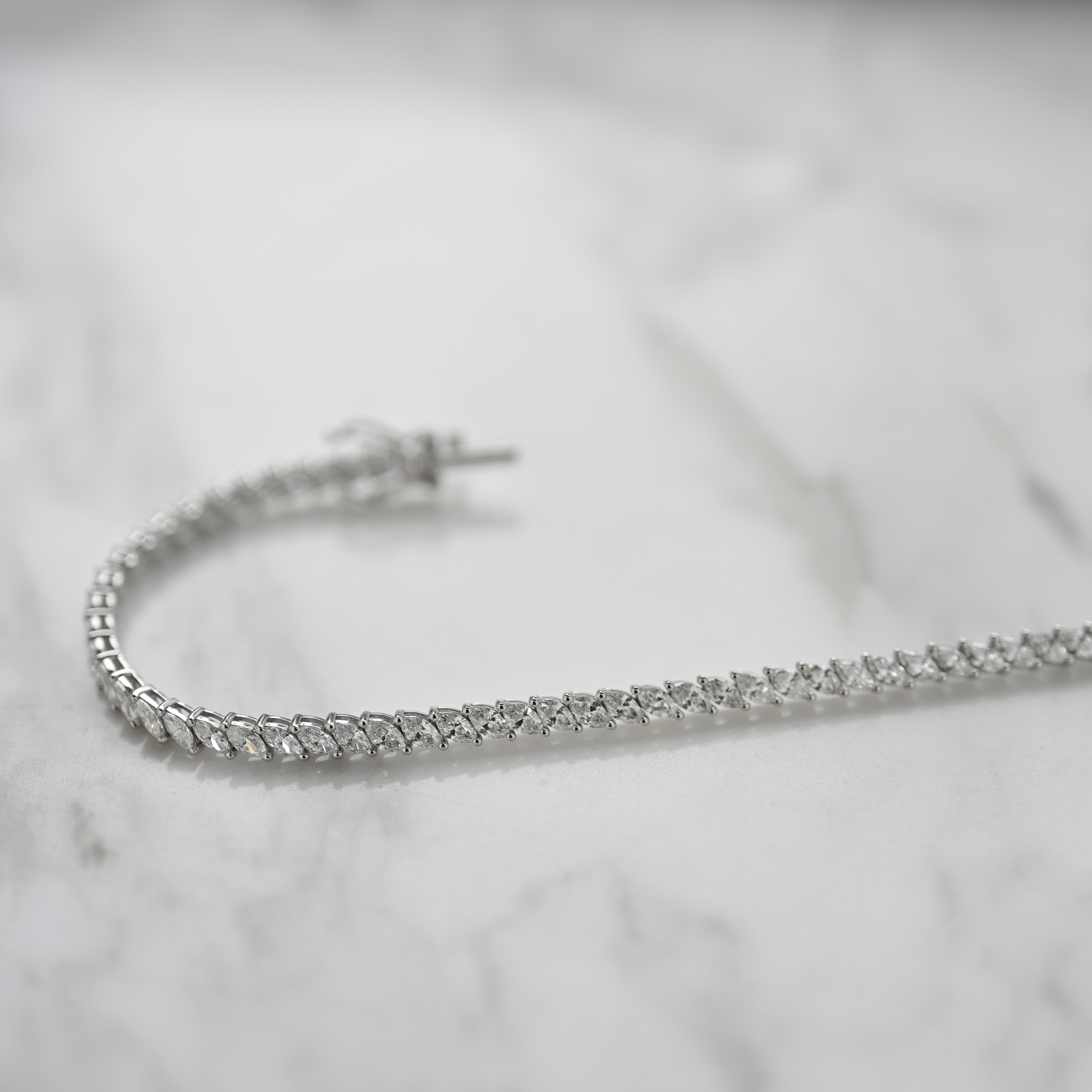 18K Marquise Tennis Diamond Bracelet