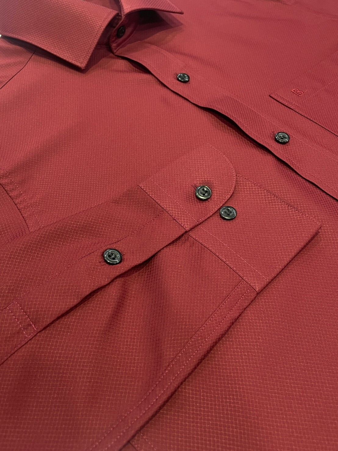 紅色素面男長袖襯衫7