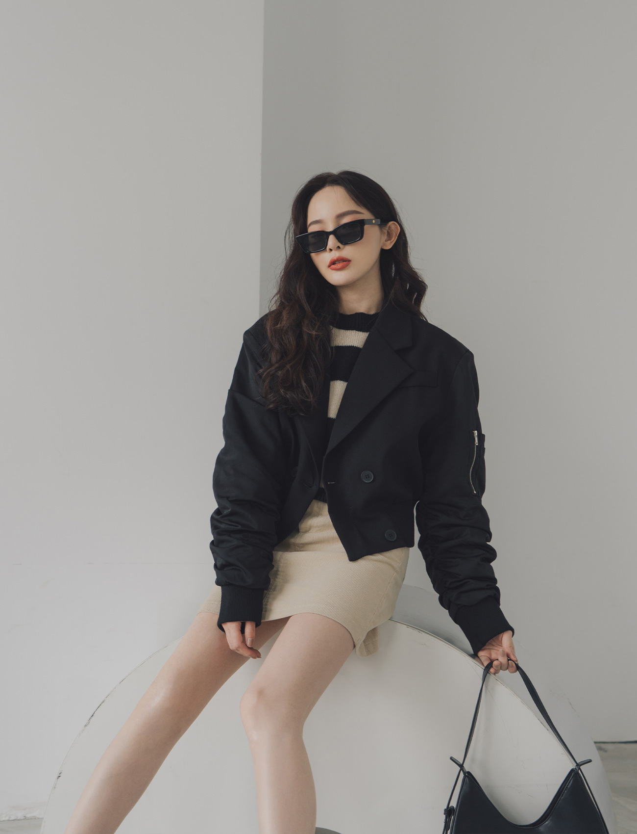 拼接縮袖短外套