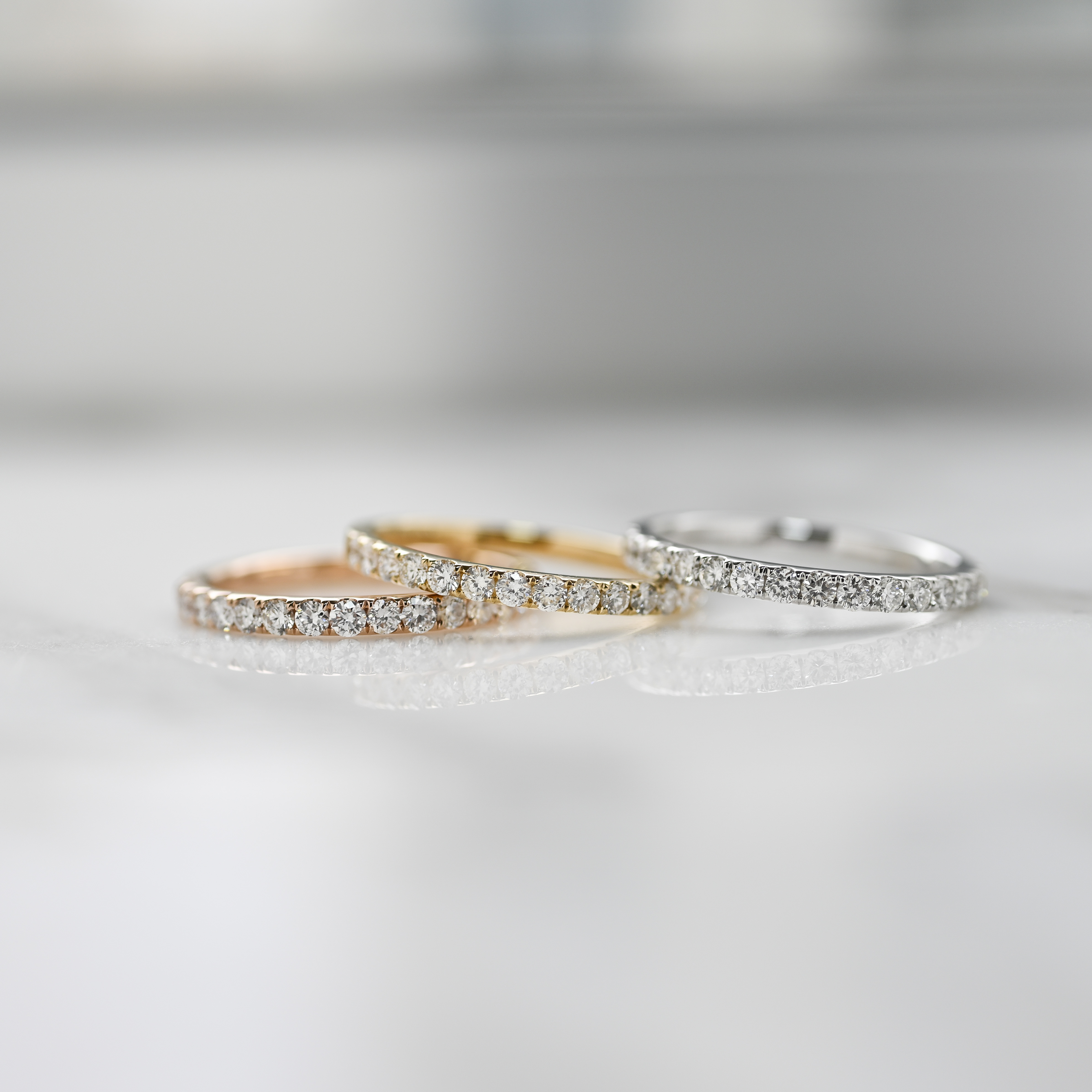 18K 1.8mm Half Eternity Diamond Ring