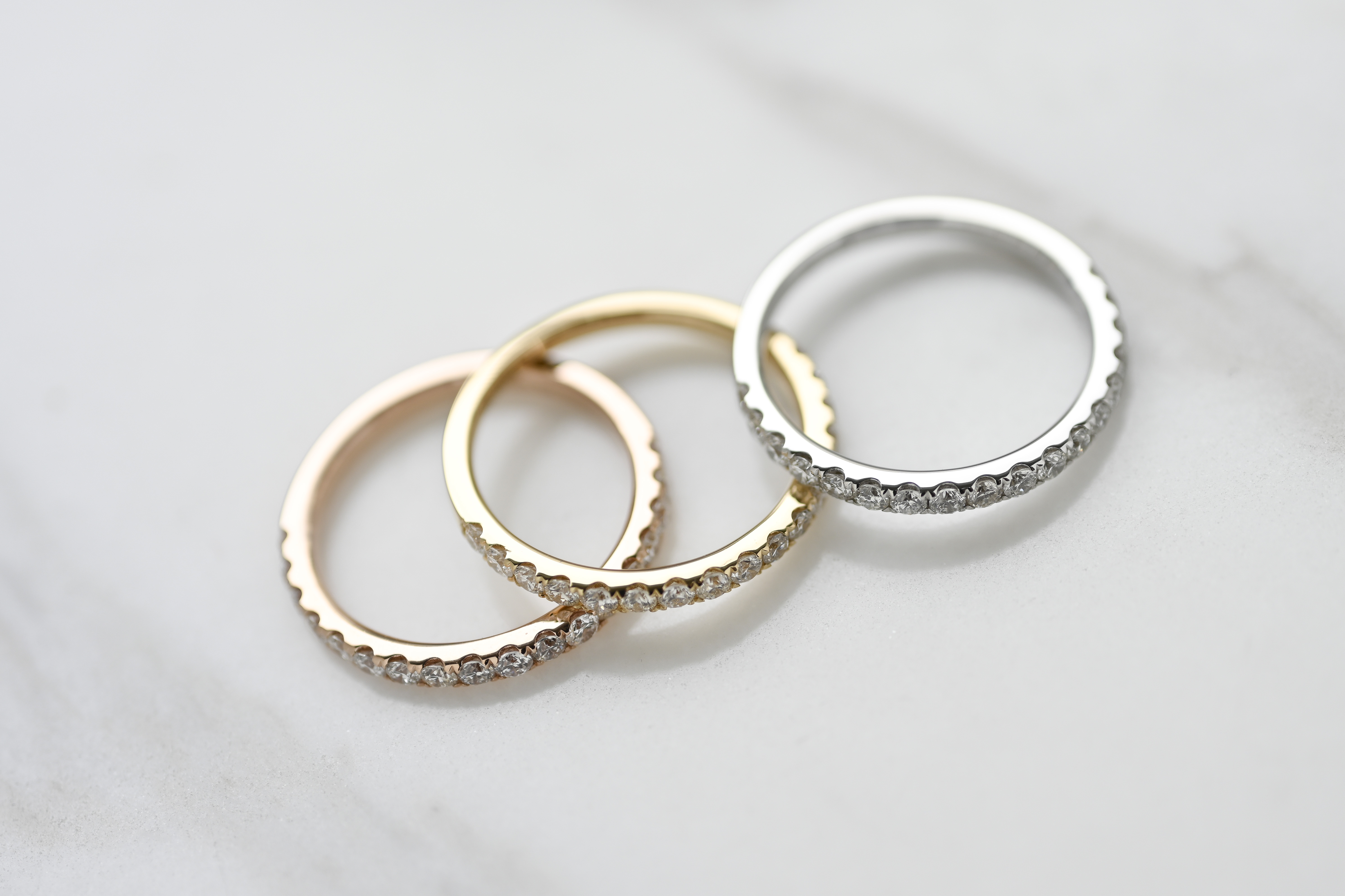 18K 1.8mm Half Eternity Diamond Ring