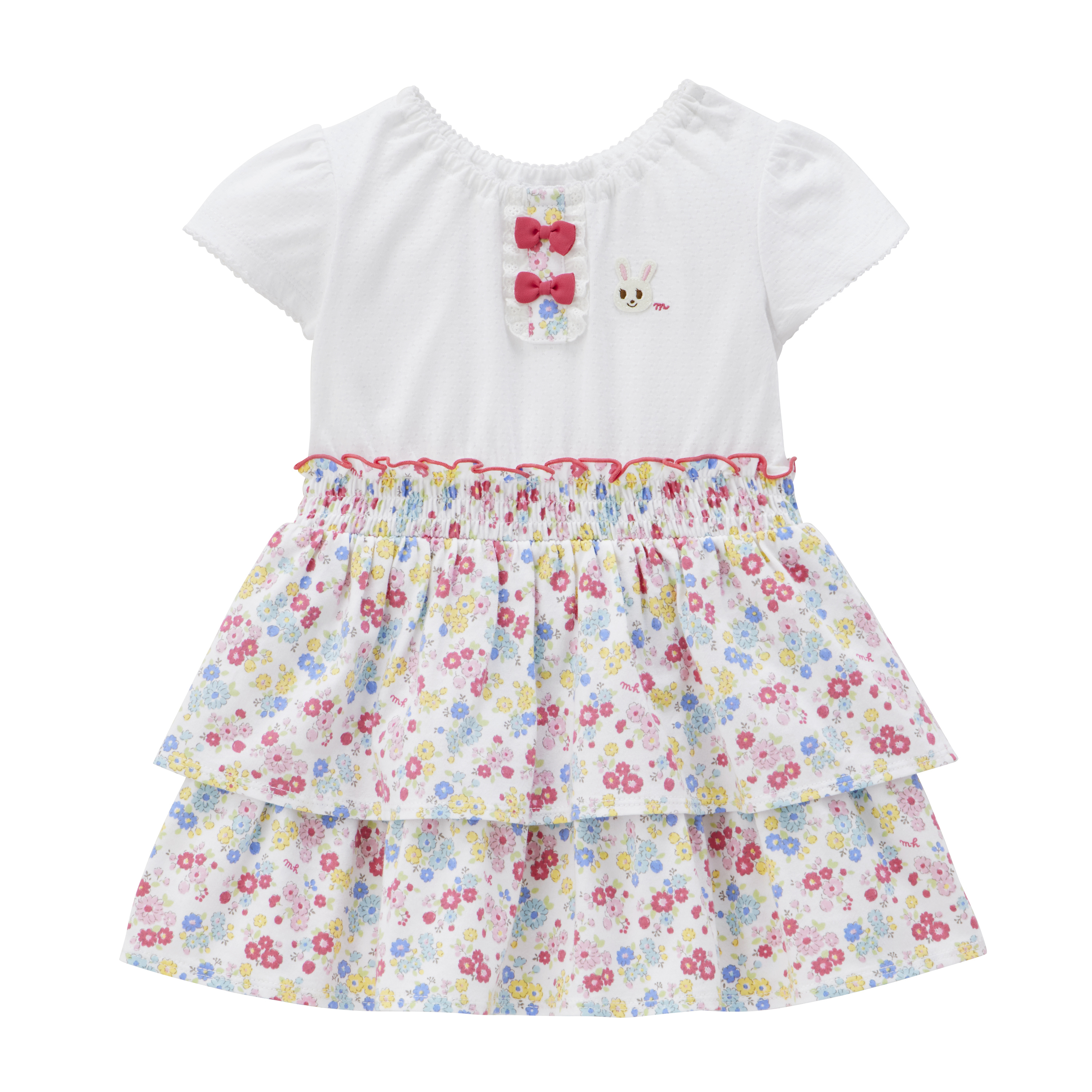 舞颯兔短袖洋裝-白&粉紅