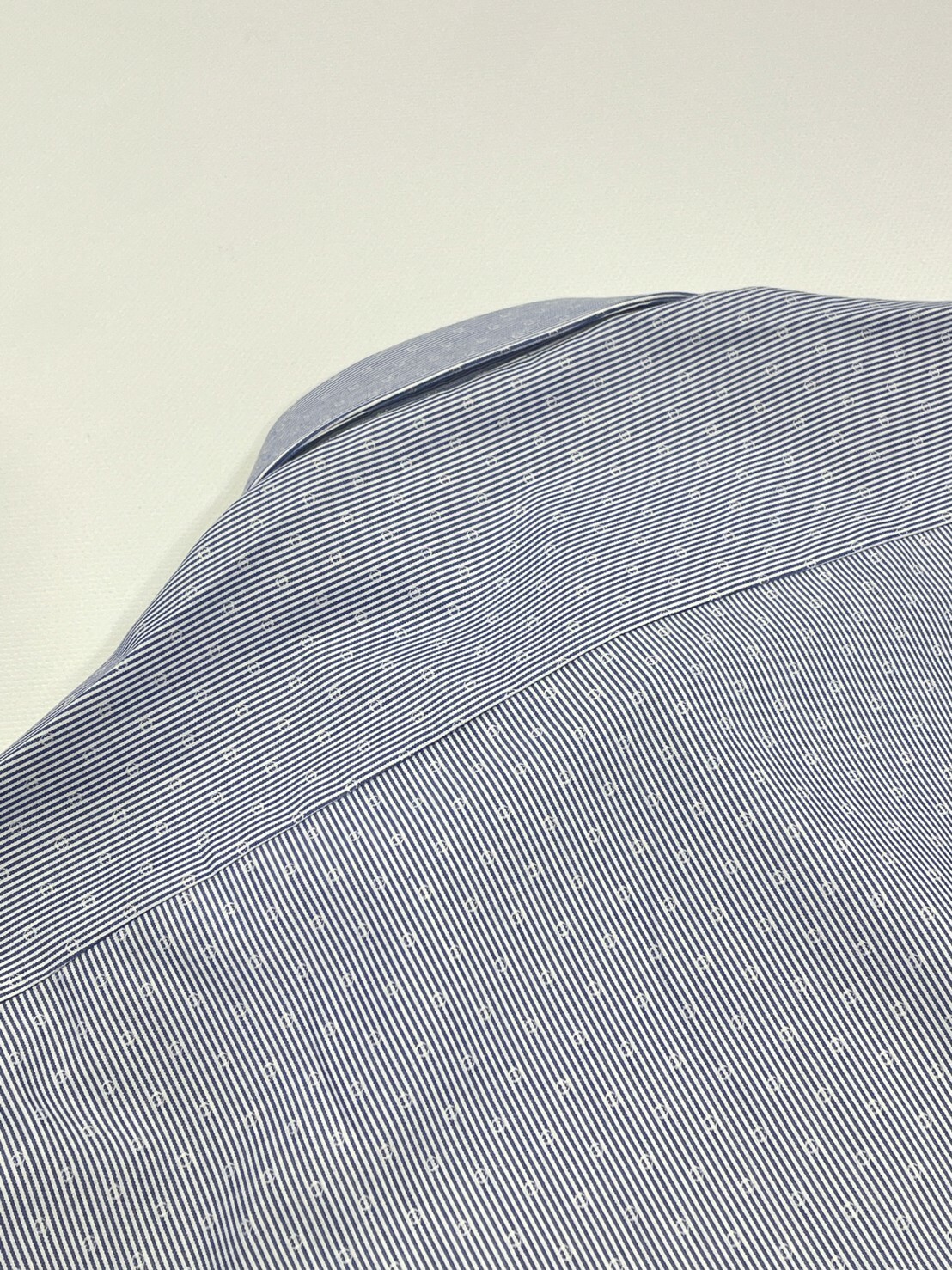 藍色直紋點點男長袖襯衫9