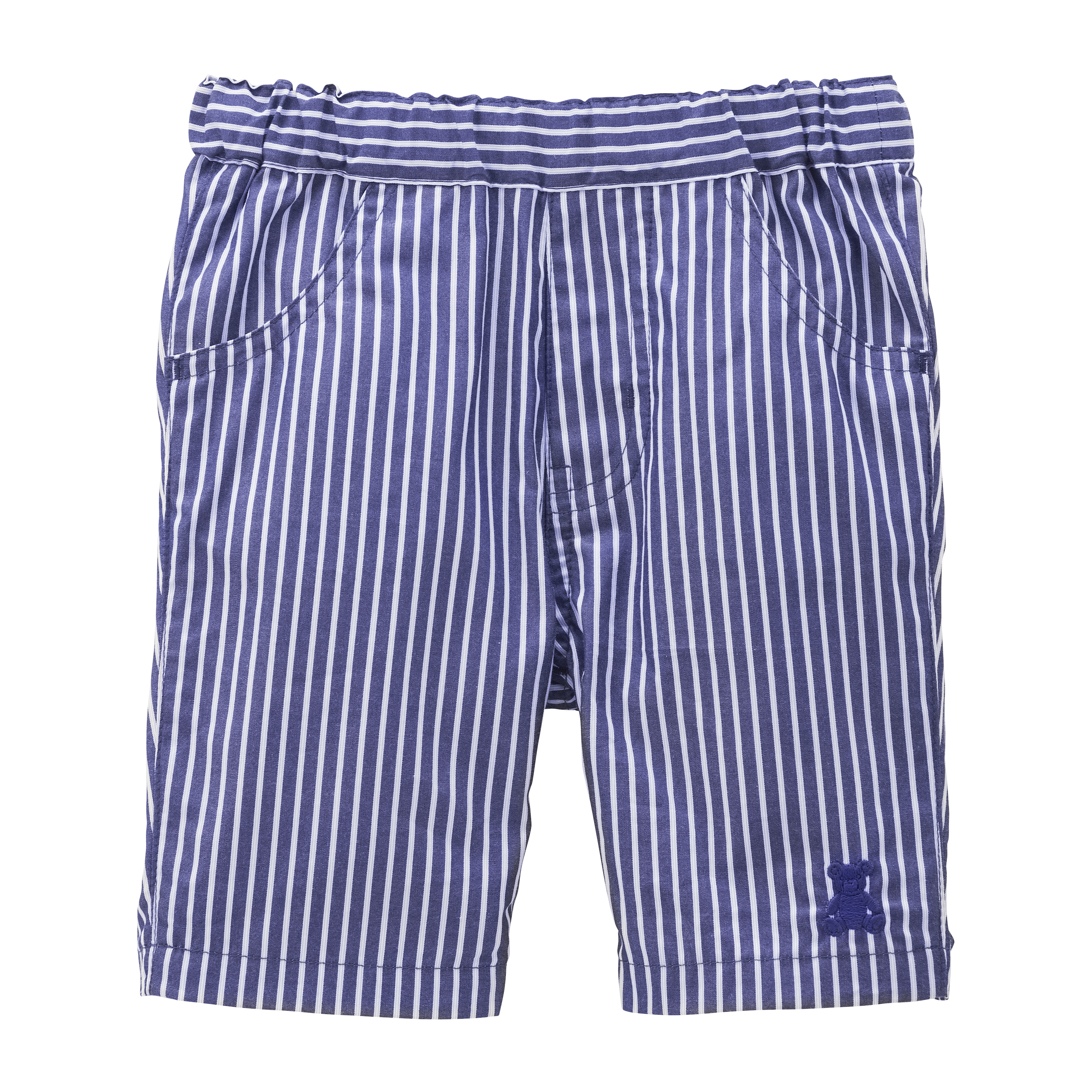 條紋六分褲-藏藍