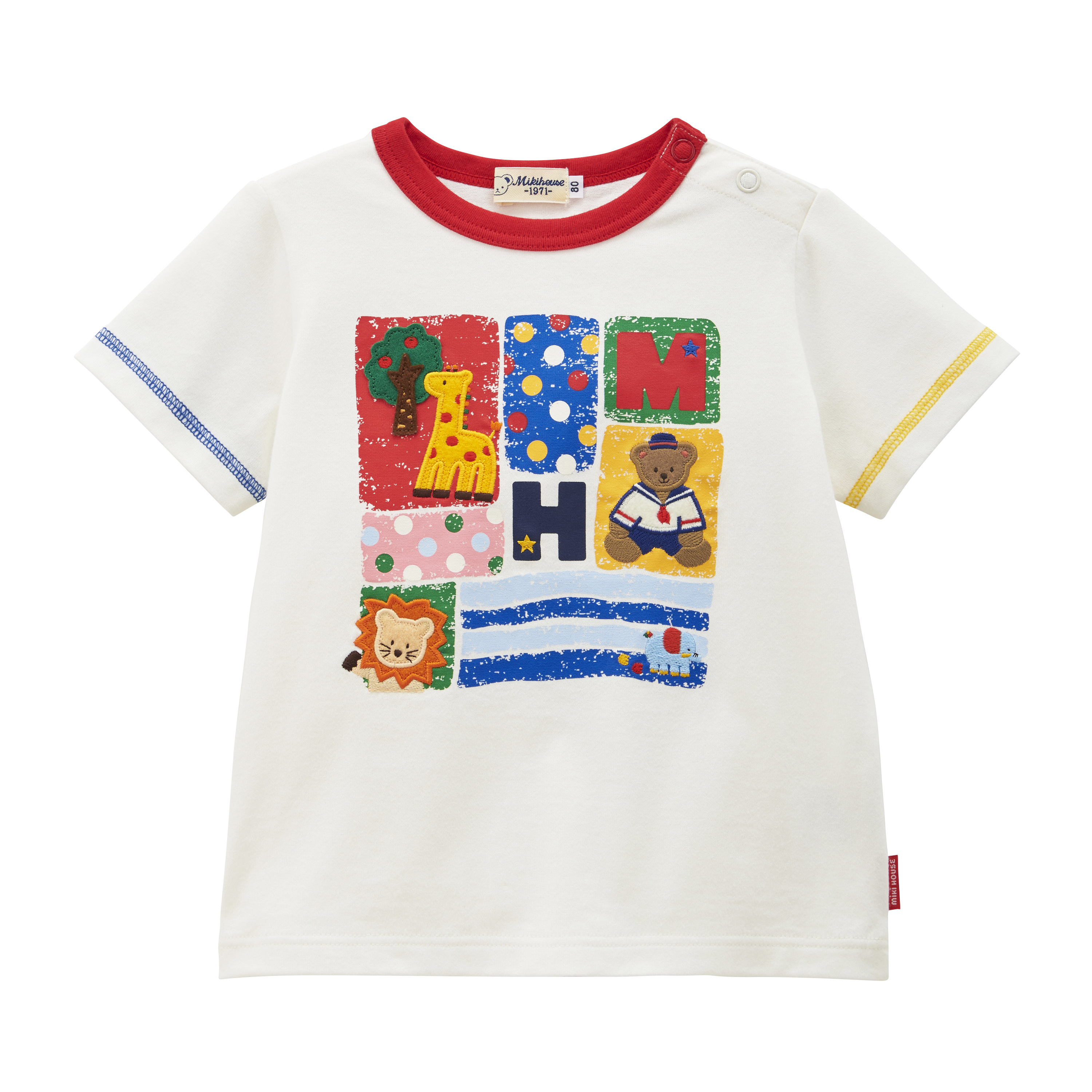 MIKI HOUSE BEAR短袖T恤-白