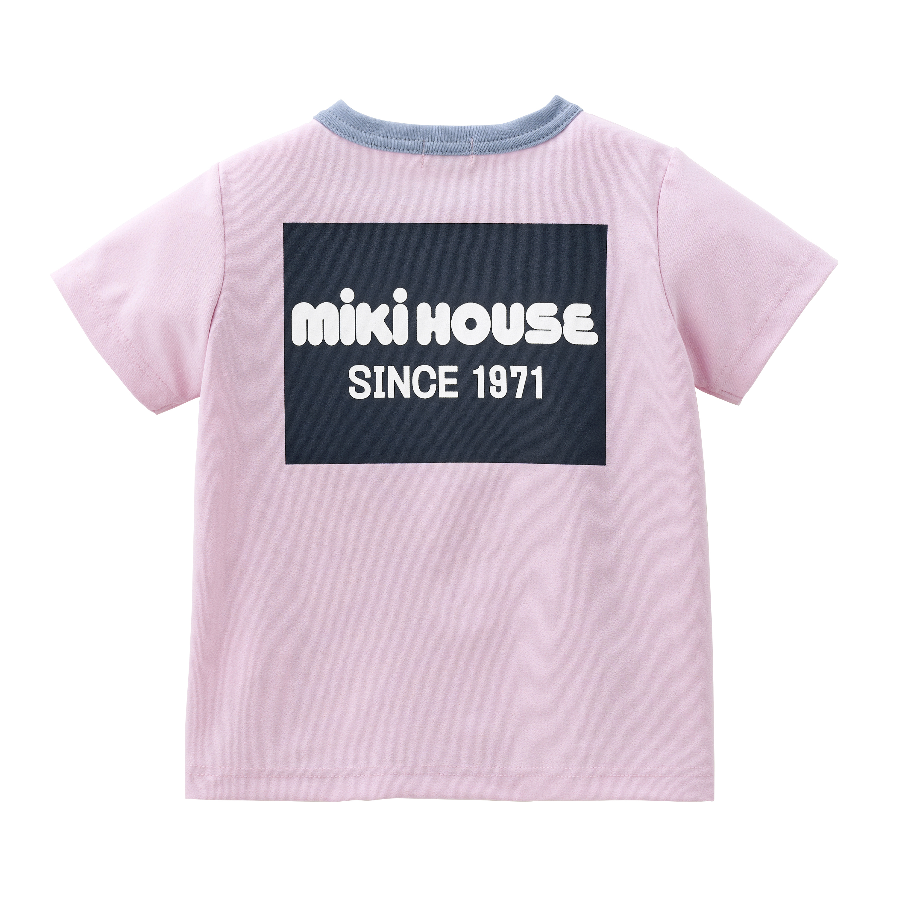 MIKI HOUSE LOGO拼色短袖T恤-粉