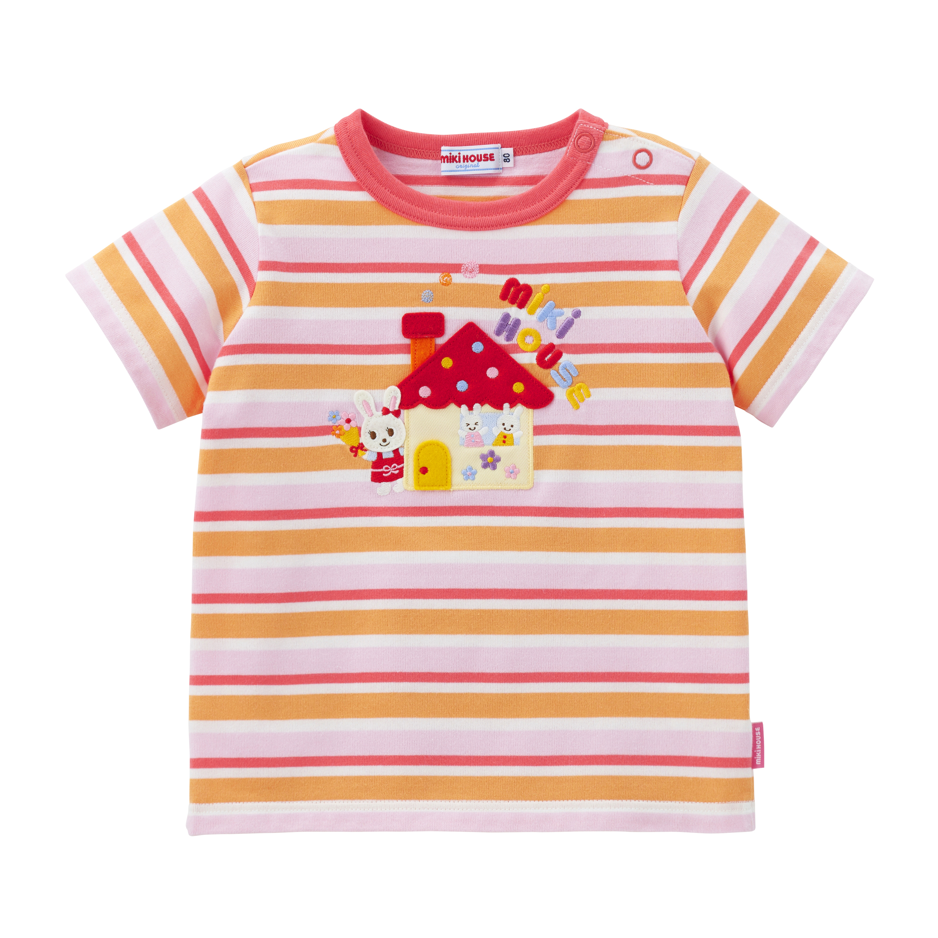 舞颯兔條紋短袖T恤-粉