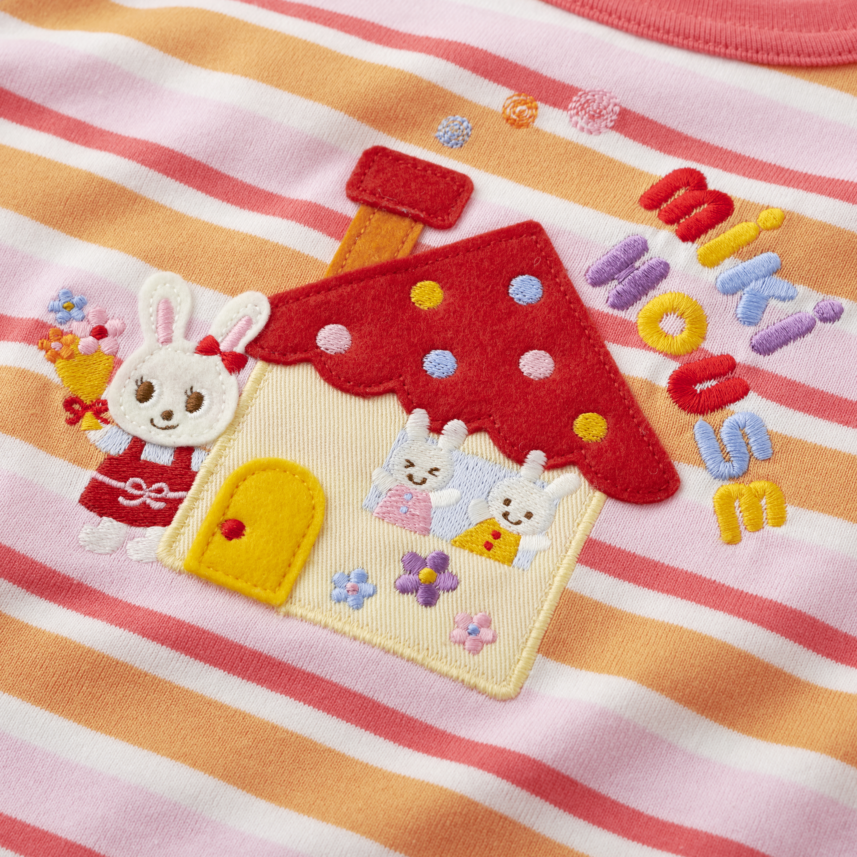 舞颯兔條紋短袖T恤-粉