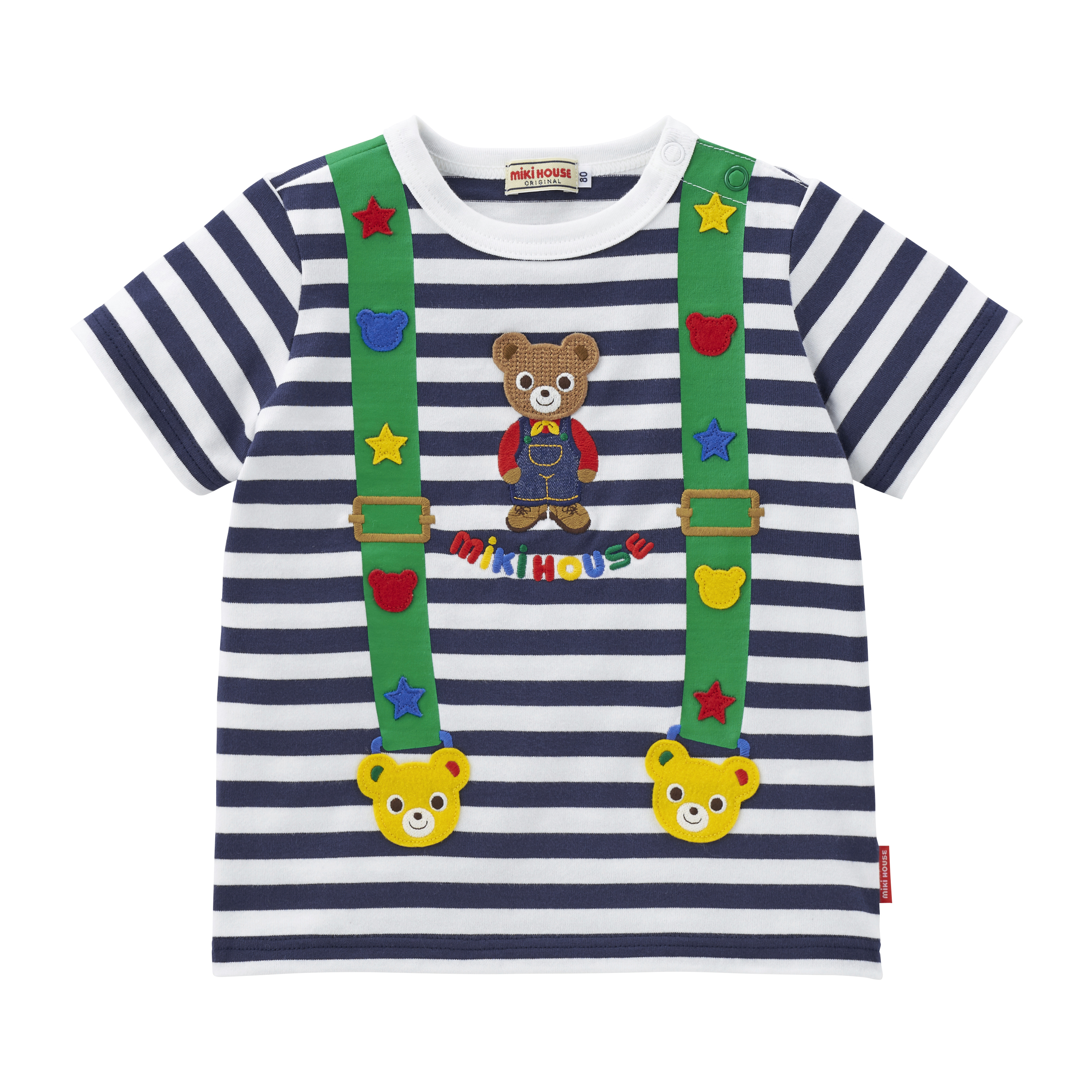 普奇熊吊帶風格短袖T恤-藏藍