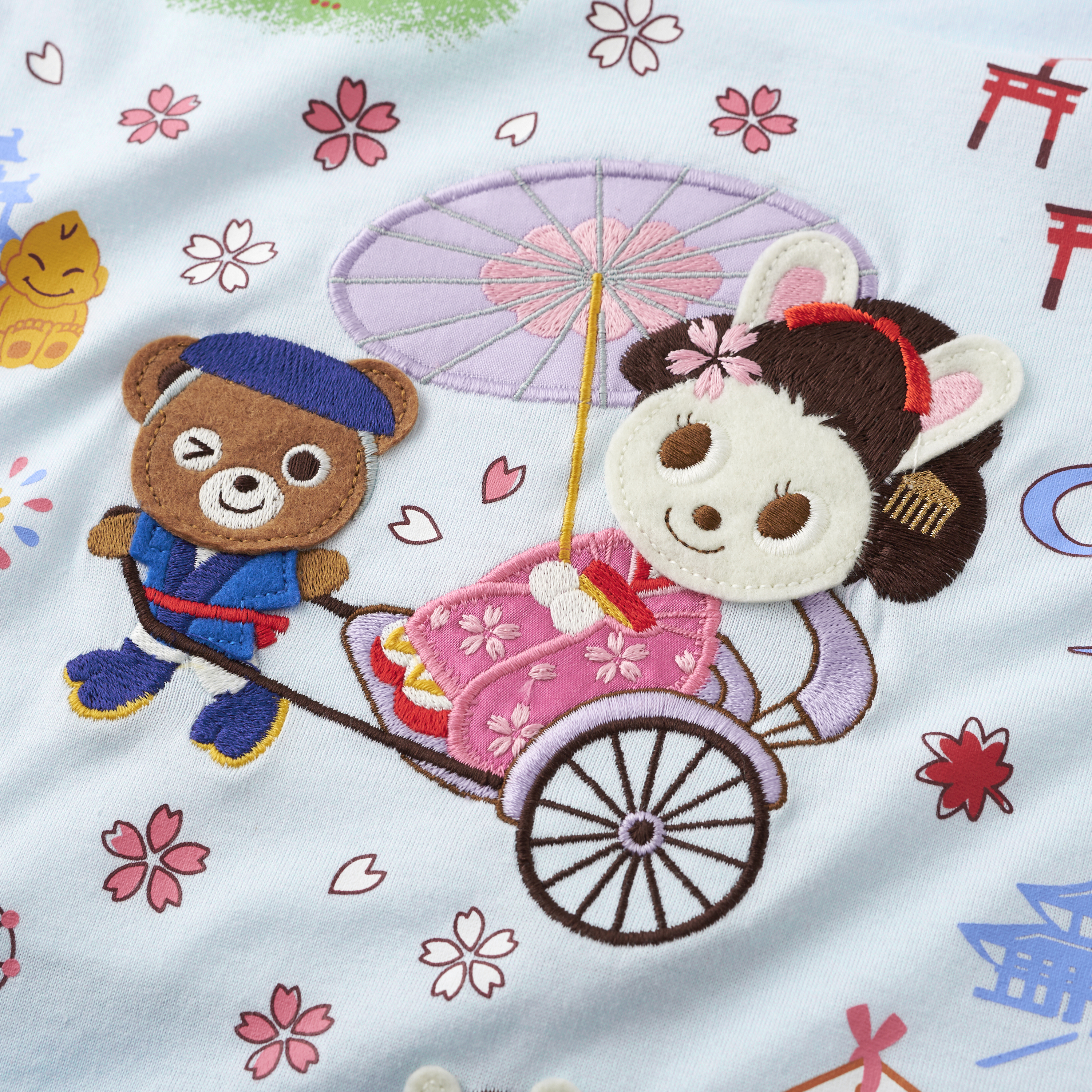 【環遊日本系列】普奇熊&舞颯兔近畿短袖T恤-天藍