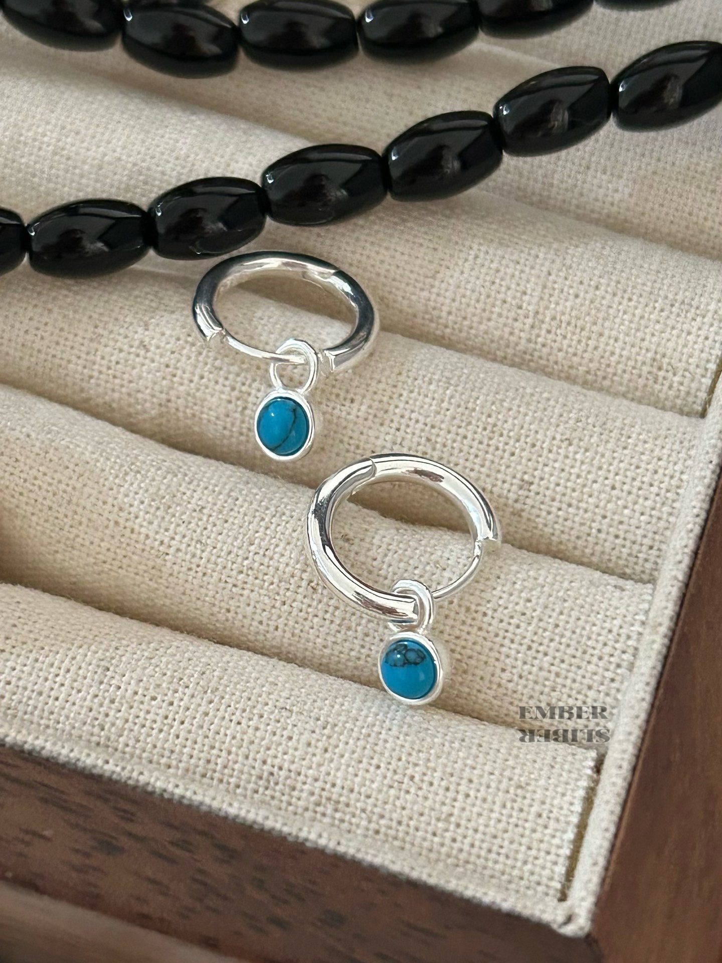 ✨✨S925 SILVER BLACK AGATE STONE  BALL EARRING ⚫️ 🔴 🔵