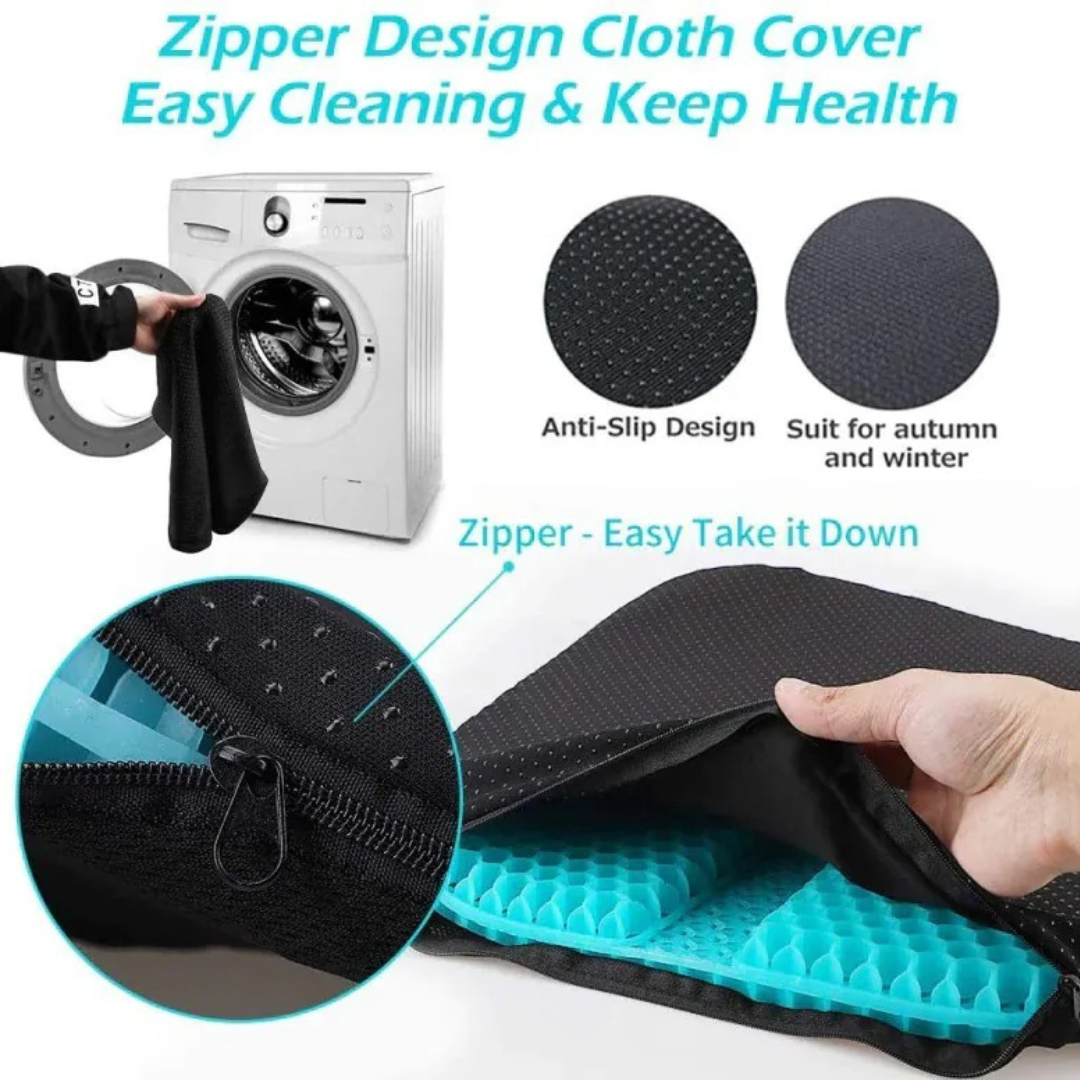 凝膠坐墊 (四季均適用於家居, 辦公室及車內) - 佩黑色套