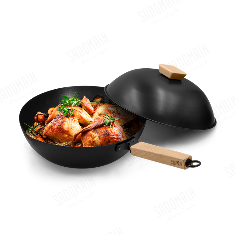 臺南鐵器陶瓷不沾炒鍋(33cm附鍋蓋) | 送木製斜鍋鏟(大)價值120元 SG933+WD006