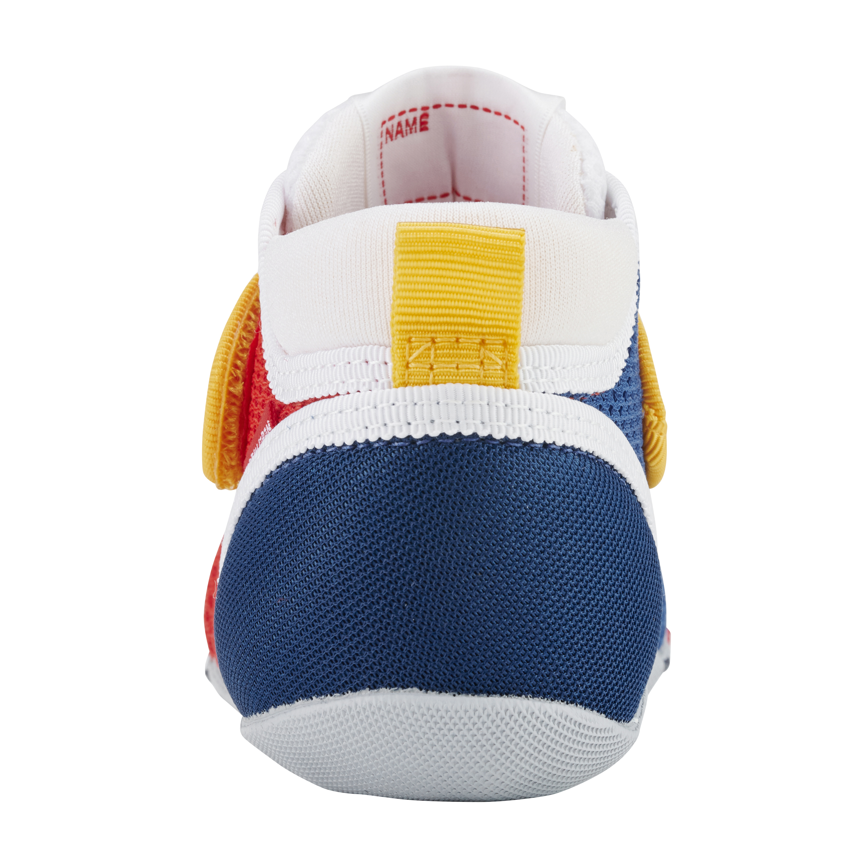 鞋帶造型網眼一段鞋-紅&黃