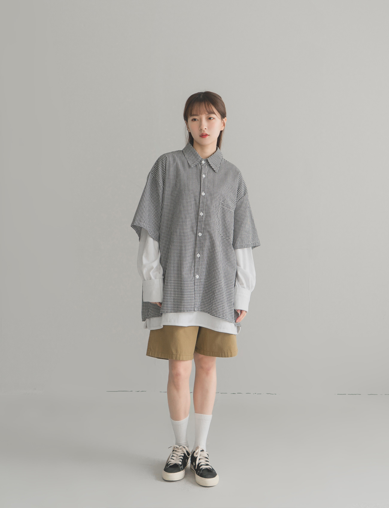 格紋口袋寬鬆襯衫