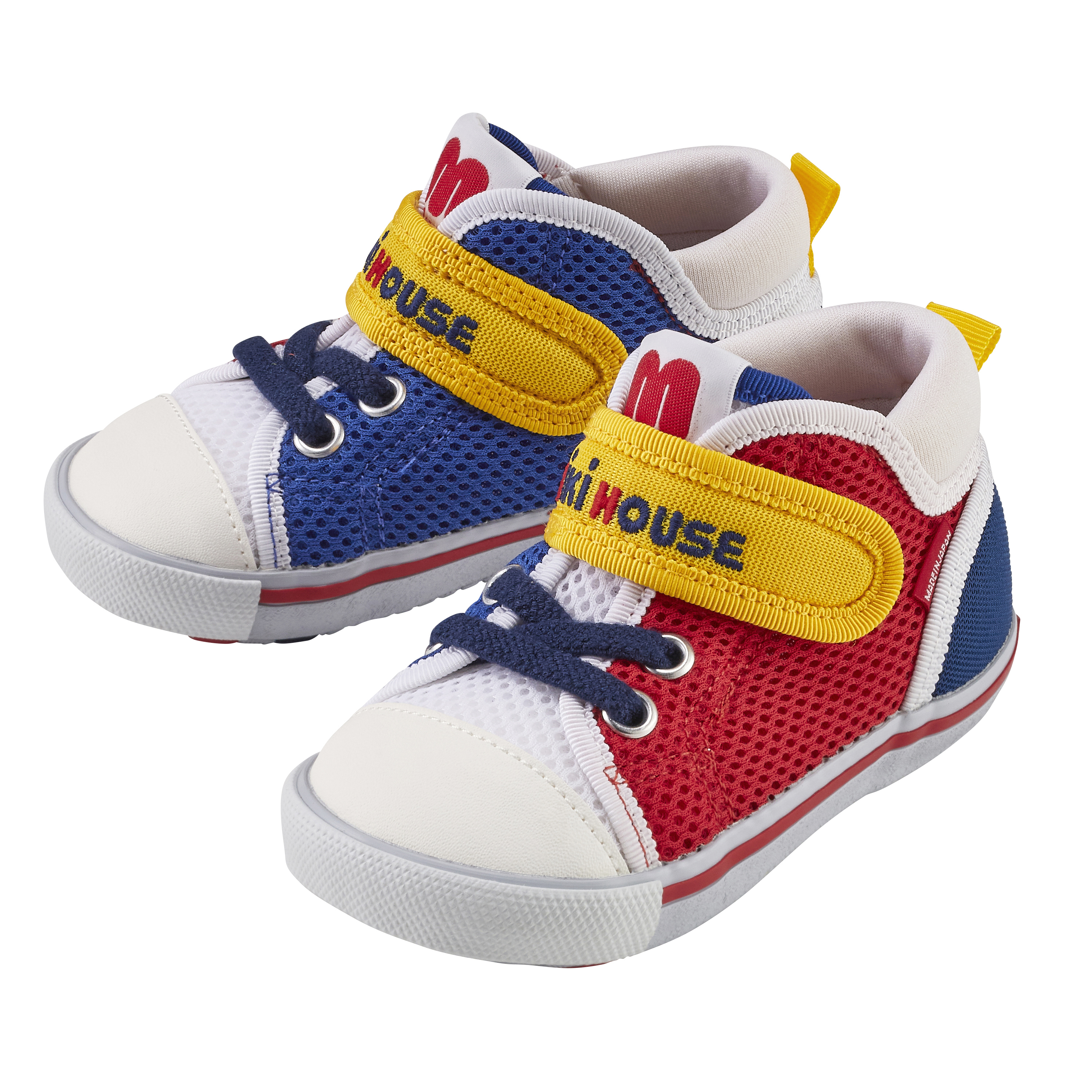 鞋帶造型網眼二段鞋-紅&黃