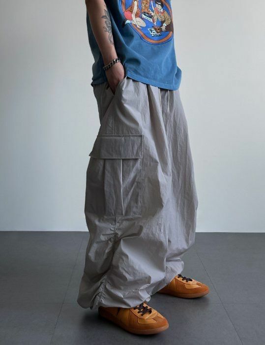 淨色可束腳工裝鬆身褲 BY ATTENTION-165P