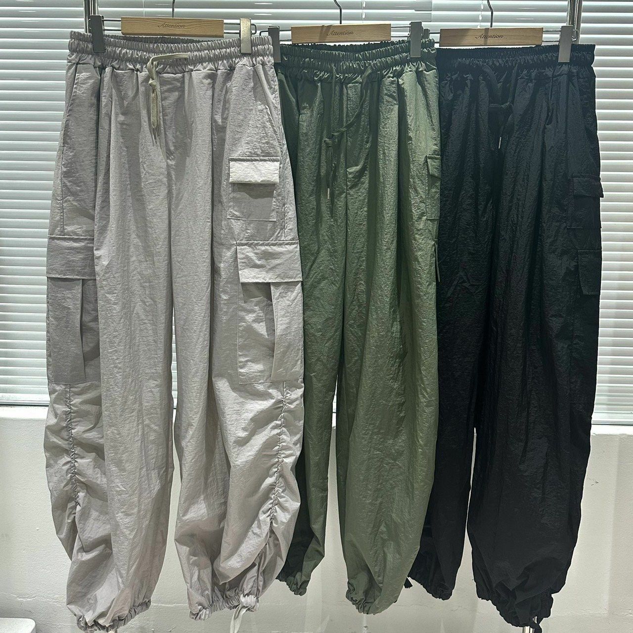 淨色可束腳工裝鬆身褲 BY ATTENTION-165P