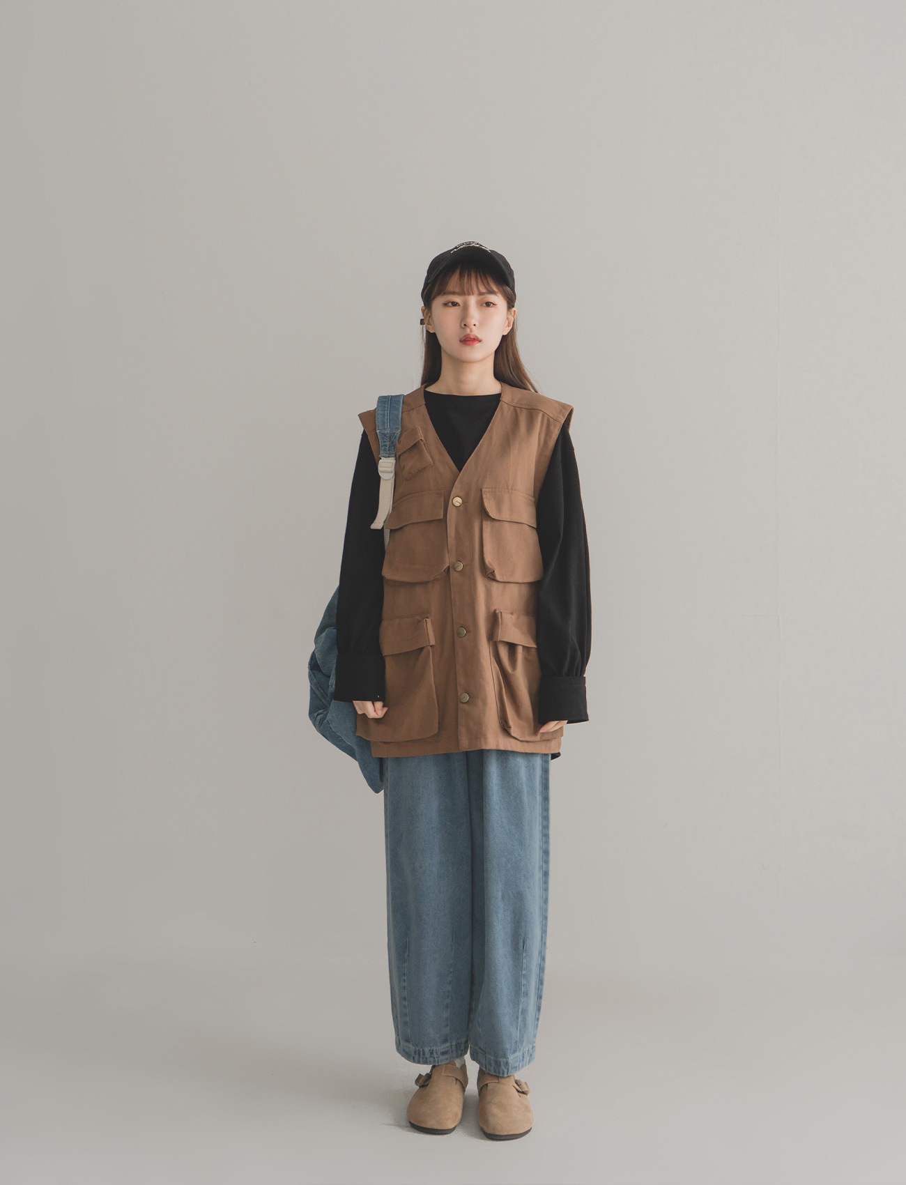 多口袋工裝背心