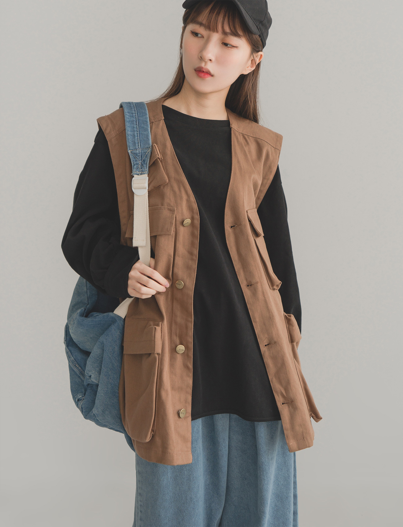 多口袋工裝背心