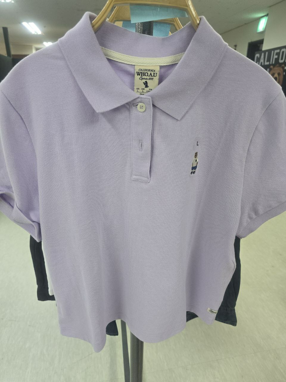 [K] WHO.A.U STEVE CROP COLLAR T-SHIRT,PURPLE, WHHAE2421F-00-PURPLE (KWAU892)