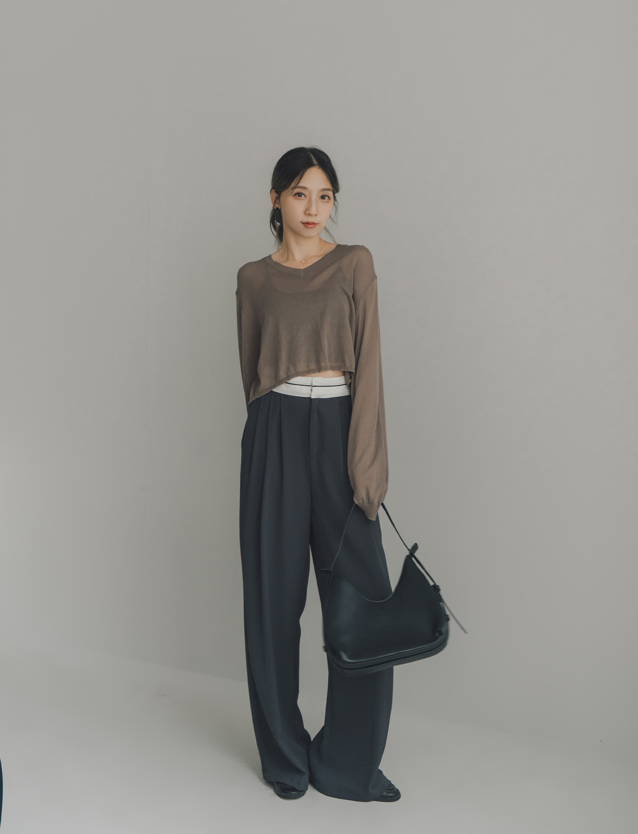 簡約拚色西裝褲