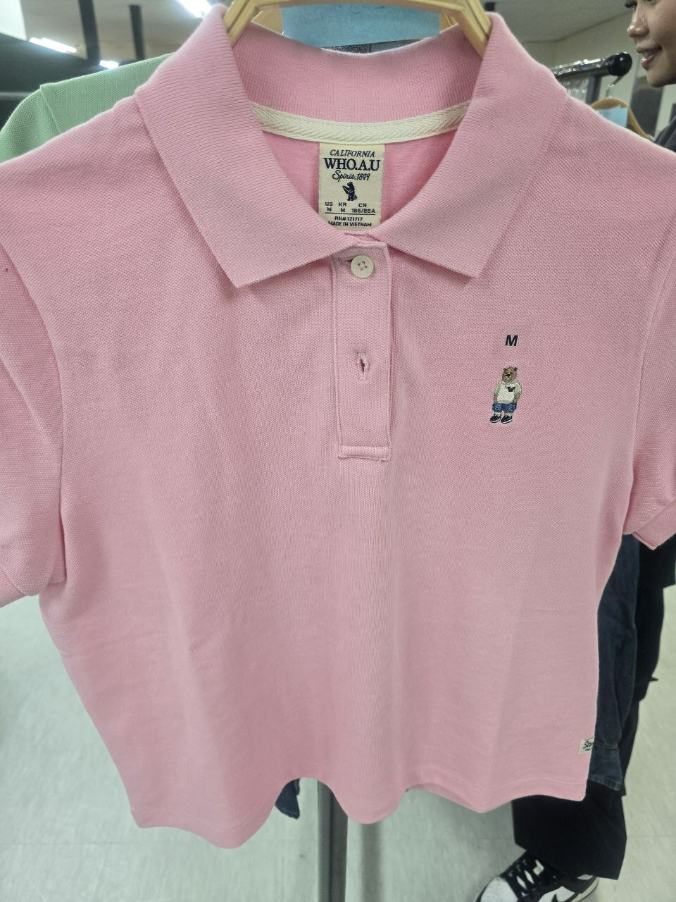 K] WHO.A.U STEVE CROP COLLAR T-SHIRT,PINK, WHHAE2421F-00