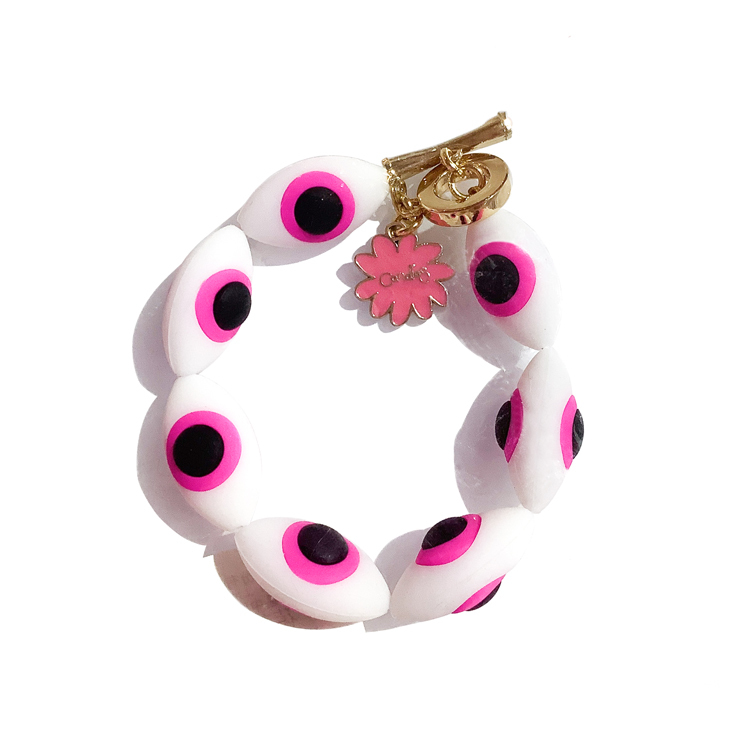 Candies 花花女孩粉色長眼球手鍊