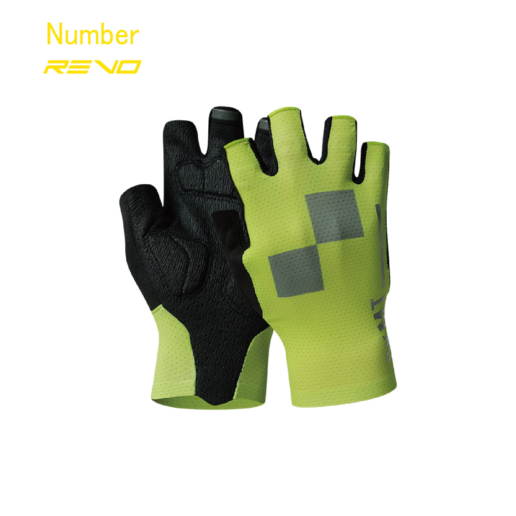 Number2黃綠半指手套