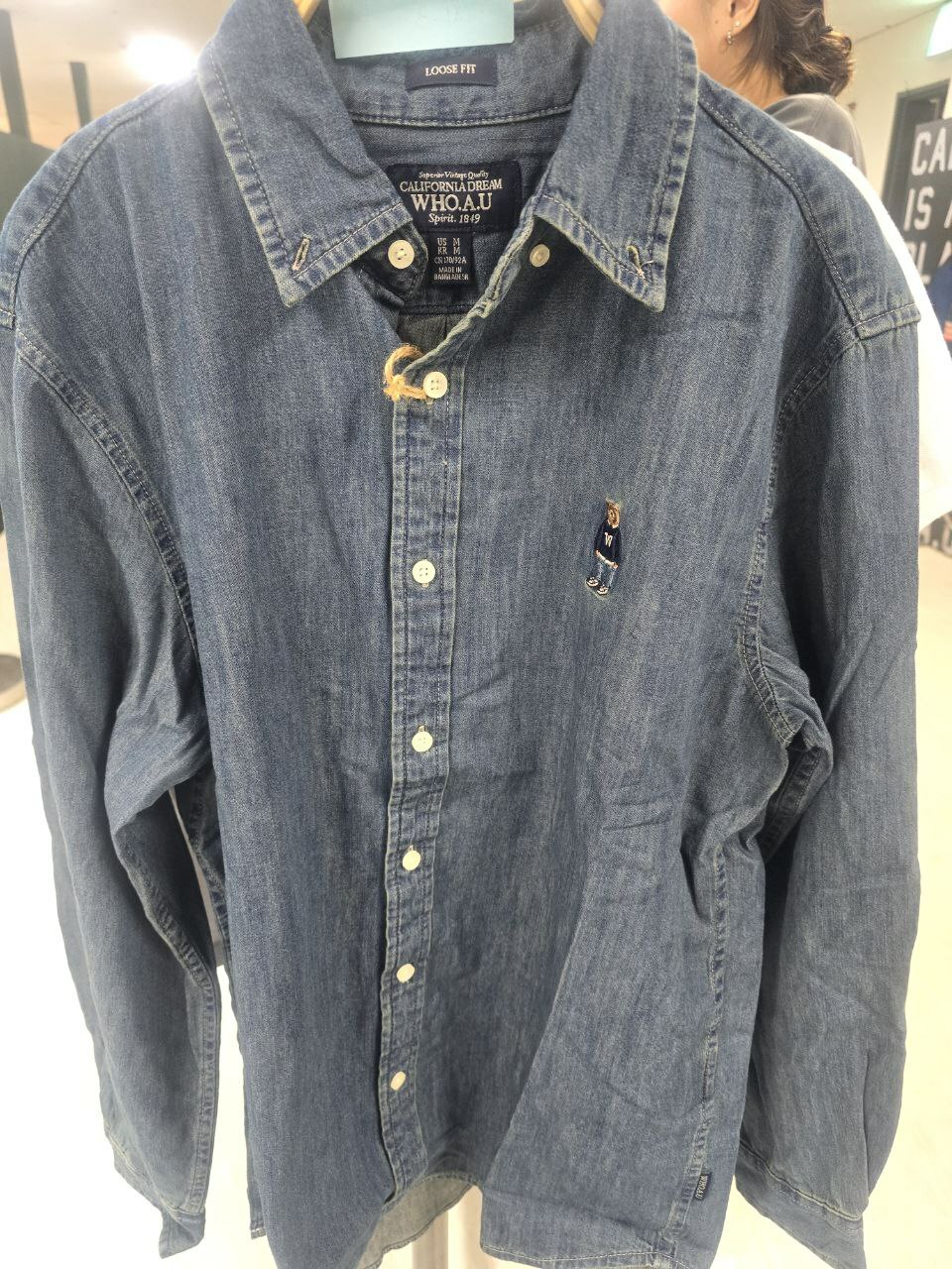 [K] WHO.A.U STEVE LONG SLEEVE DENIM SHIRT,INDIGO, WHYJD3823U-00-INDIGO (KWAU896)