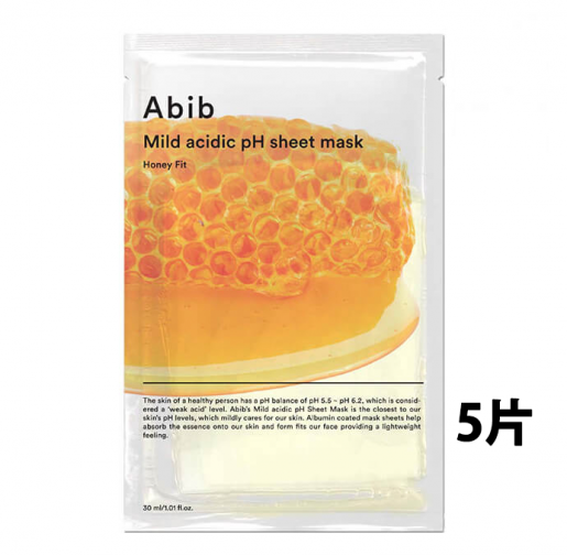 Abib 【5pcs】MILD ACIDIC pH SHEET MASK HONEY FIT ( 5 pcs X 30ml )  