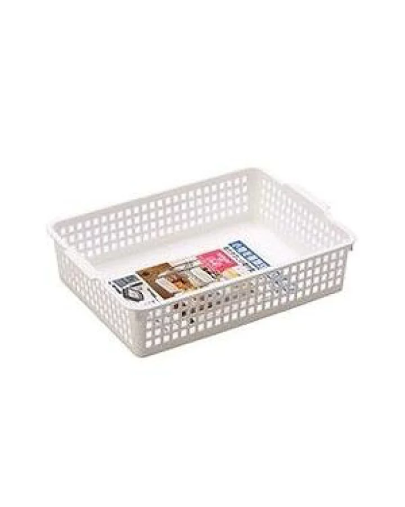 日本INOMATA A4把手收納籃 透明/白色