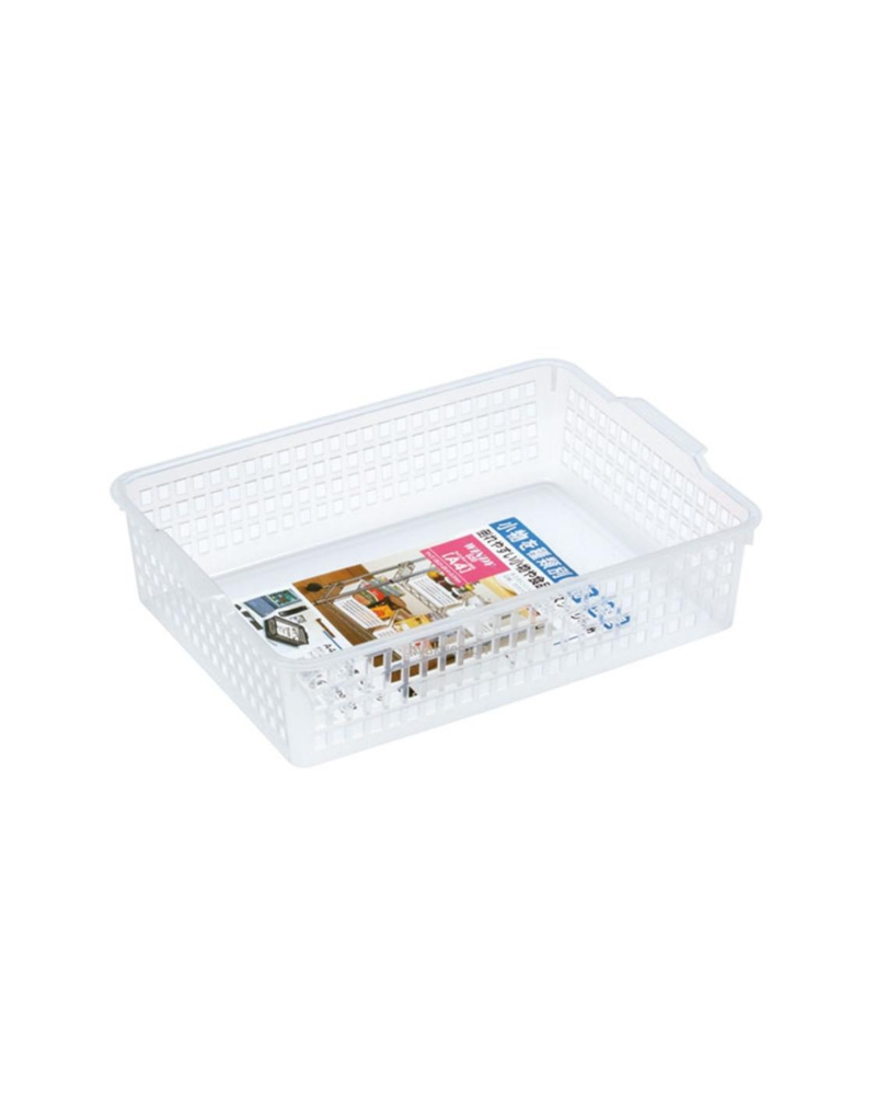 日本INOMATA A4把手收納籃 透明/白色