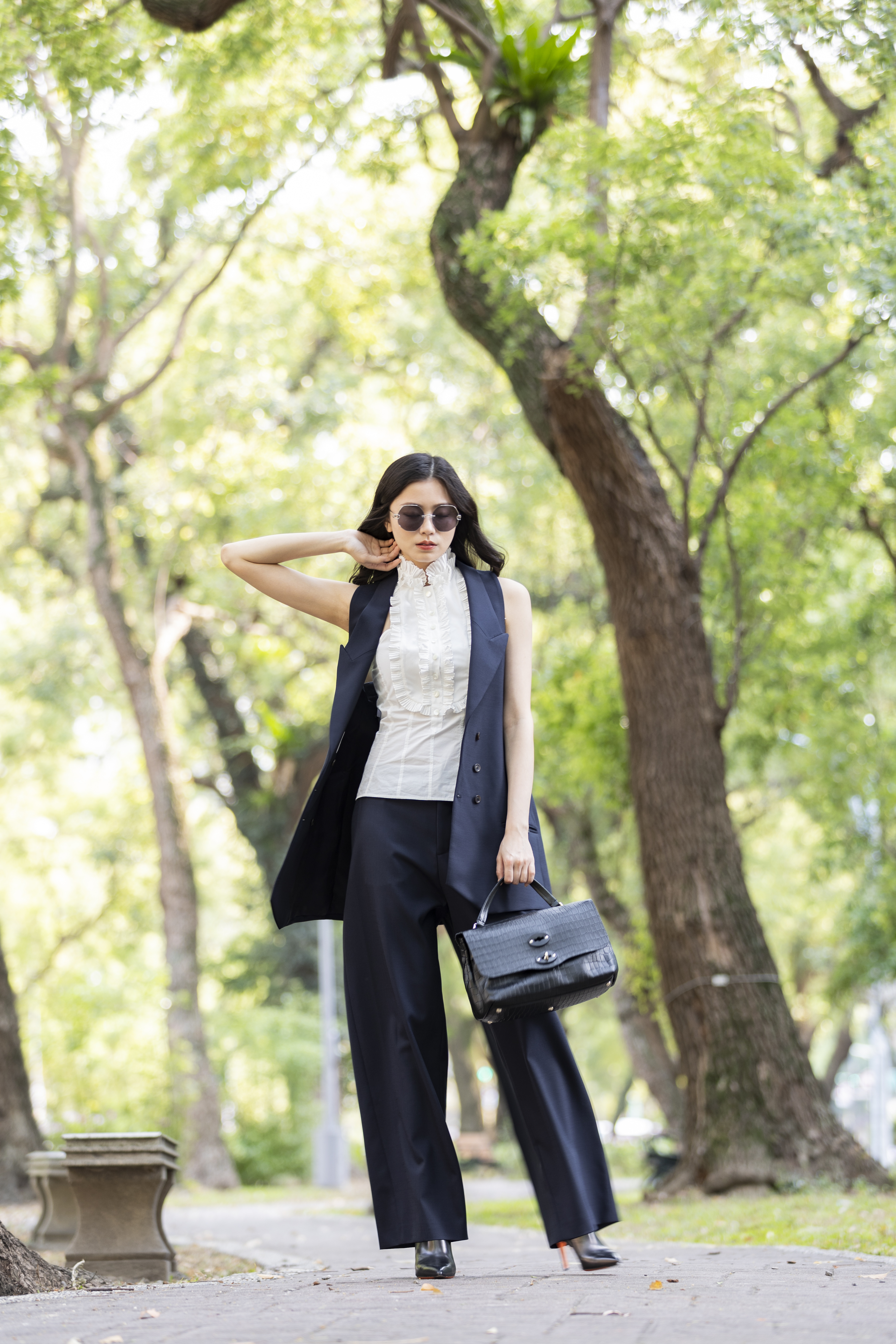 Philosophy 無袖西裝領長背心洋裝 (黑)