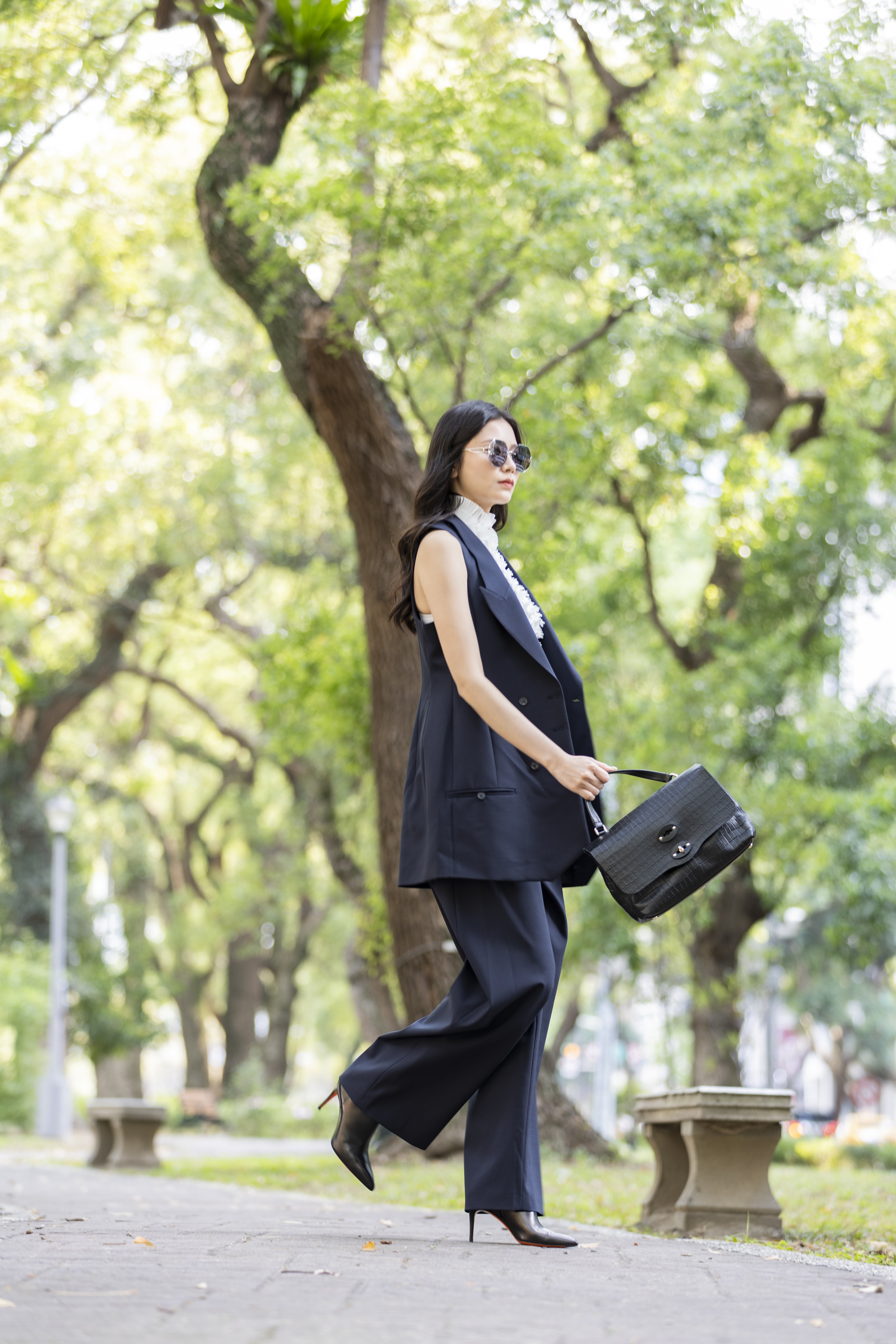 Philosophy 無袖西裝領長背心洋裝 (黑)