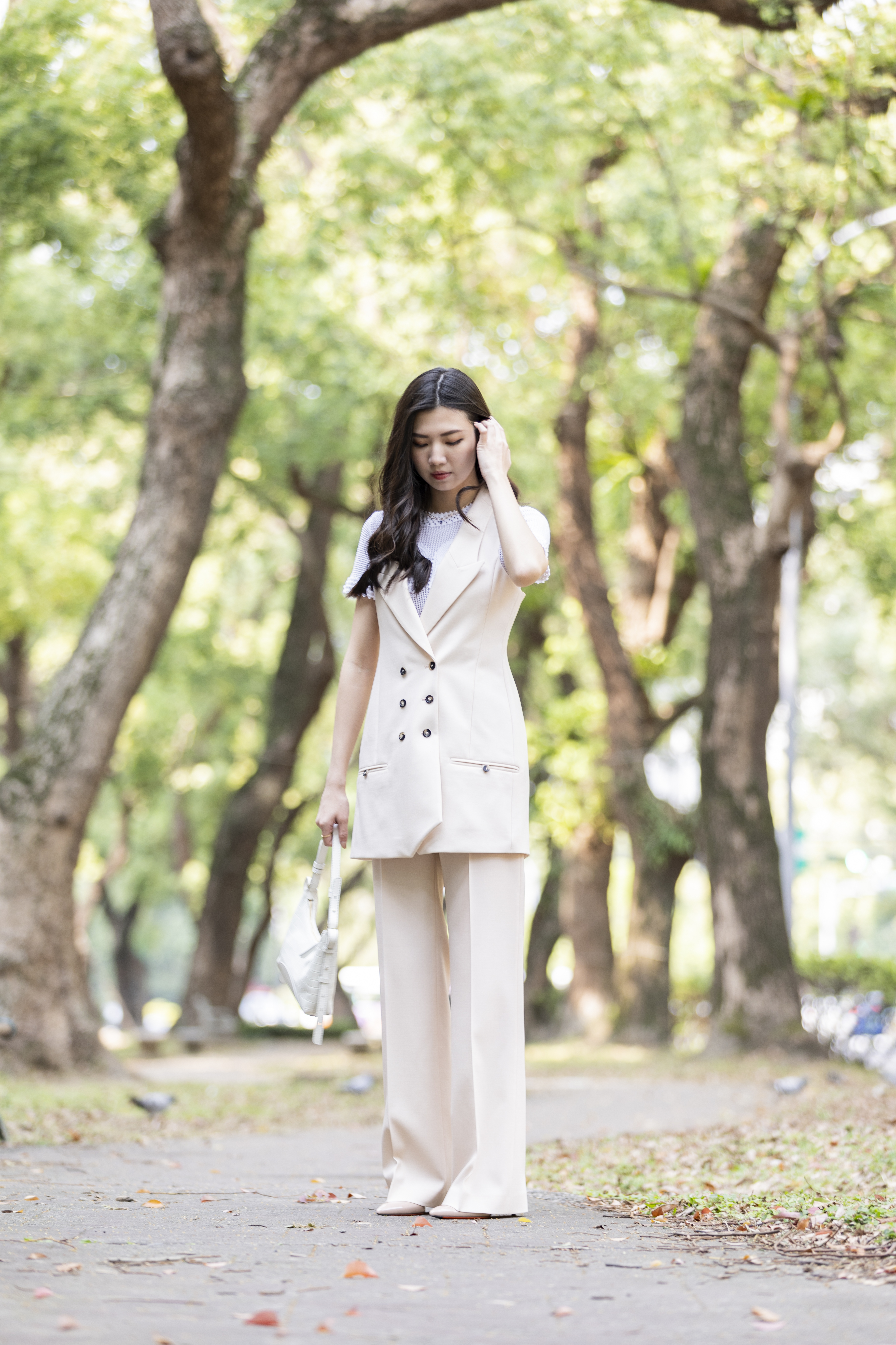 Philosophy 無袖西裝領長背心洋裝 (粉膚)