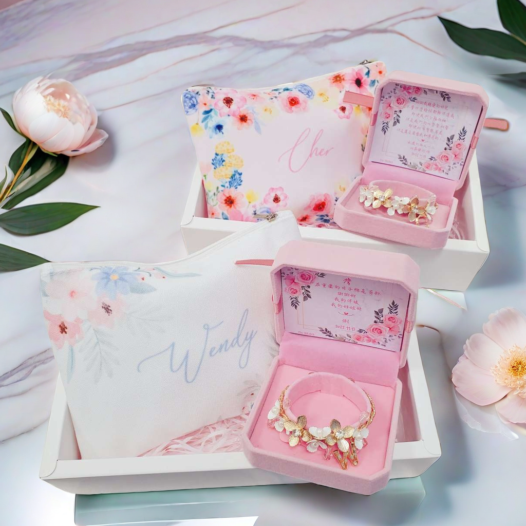 姊妹禮盒 C (字母手花鈪、定製兩用斜孭袋)
