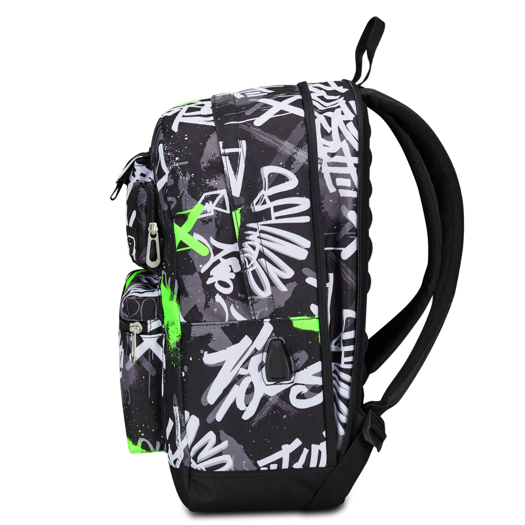 Seven® 可擴充護脊書包 The Double Pro Pockets - 201  FLUO GREEN