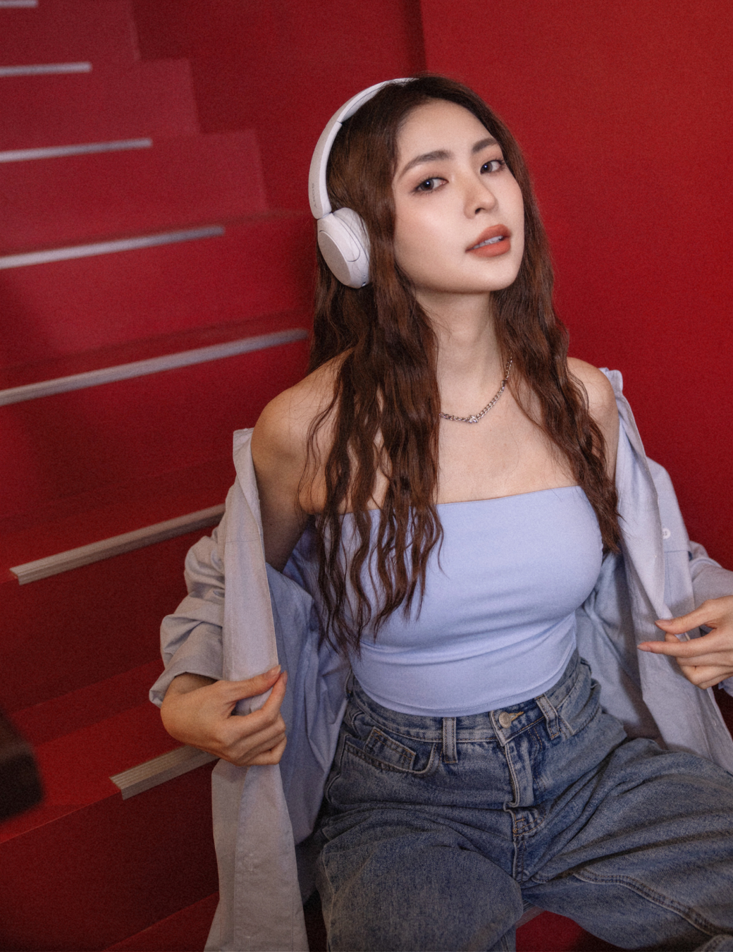 側身抓皺平口背心Bra Top（水藍色/3尺寸）