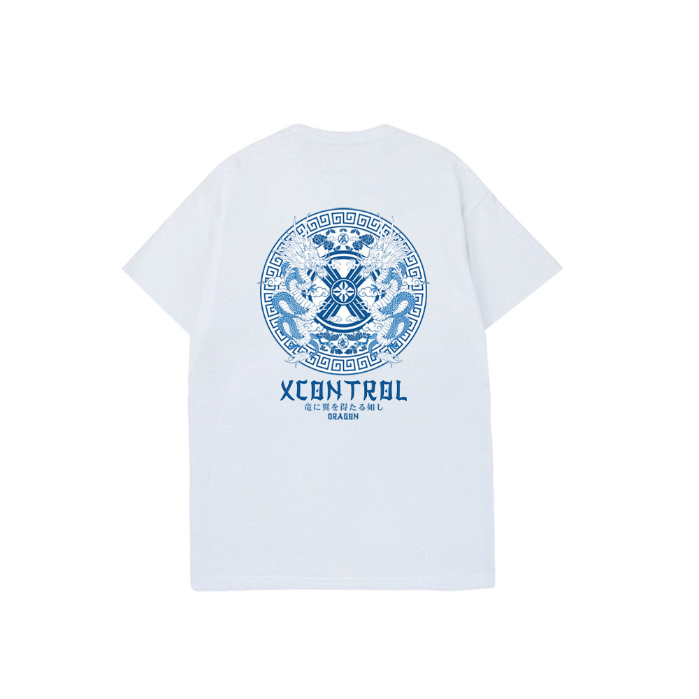 XCTRL 青花瓷辰龍短T-白