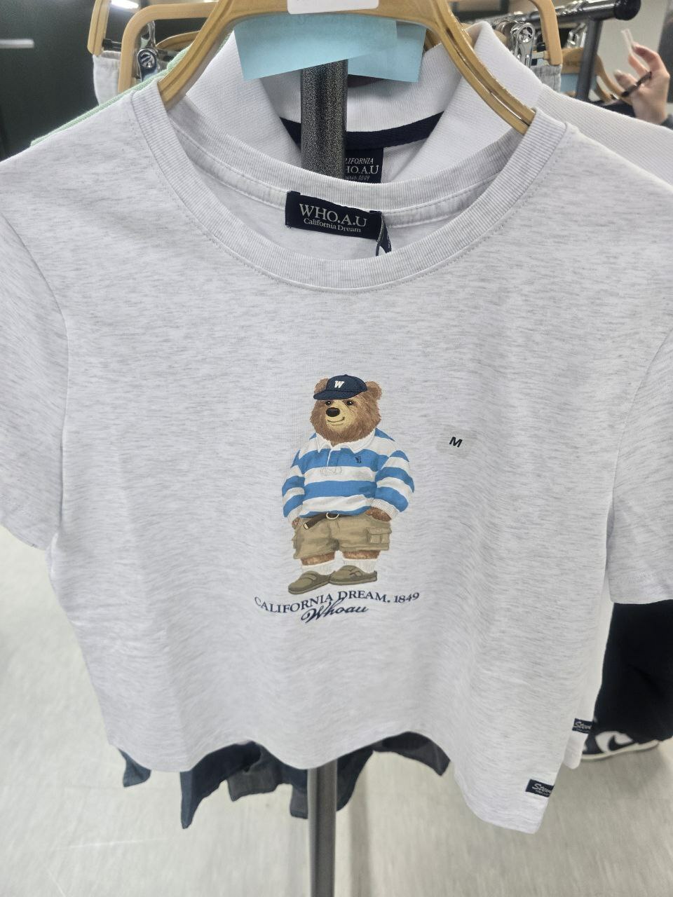 [K] WHO.A.U STEVE PHOTO CROP T-SHIRT,LIGHT MELANGE GRAY, WHRPE2424F-00-LIGHT MELANGE GRAY (KWAU911)